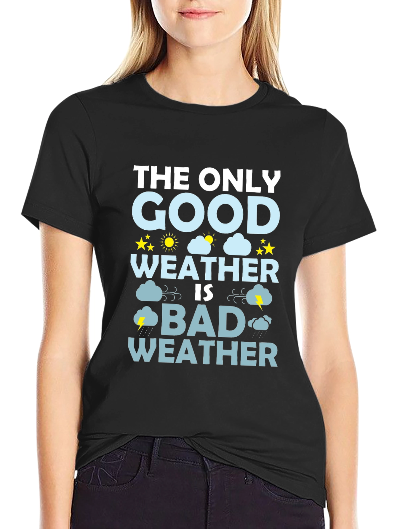 Black Bad Weather T-Shirt - Funny Weather Graphic Tee view 2