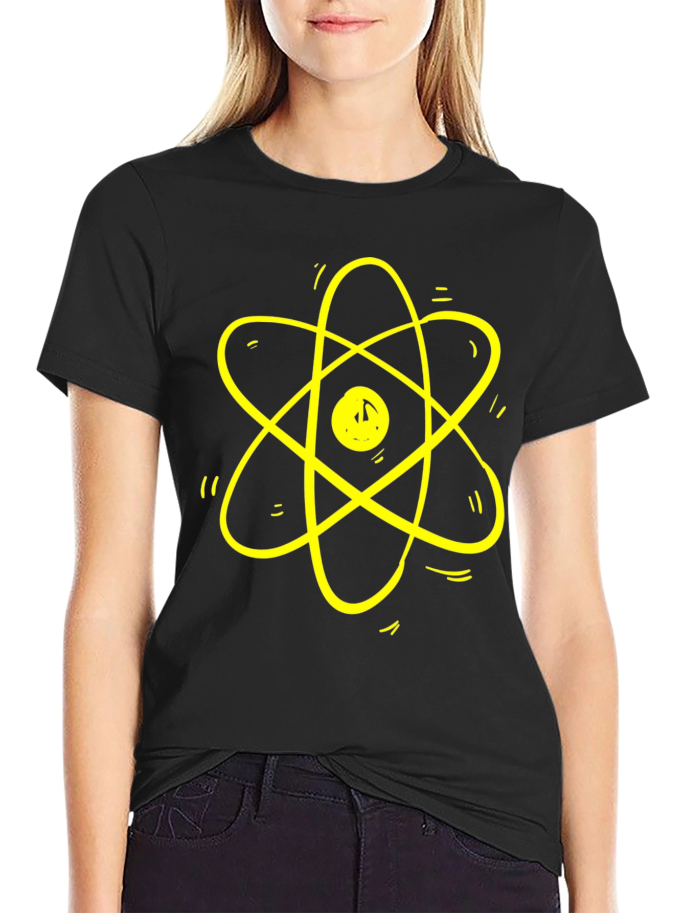 Black Atomic Symbol Graphic Tee - Science Nerd T-Shirt view 2