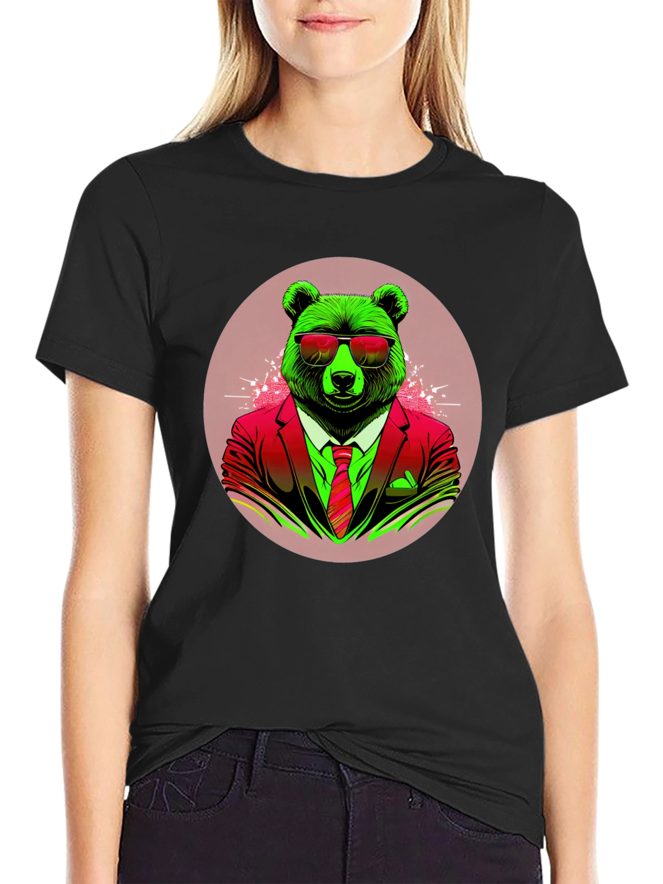 Black Bear in Suit Graphic Tee - Cool Animal Design view 2