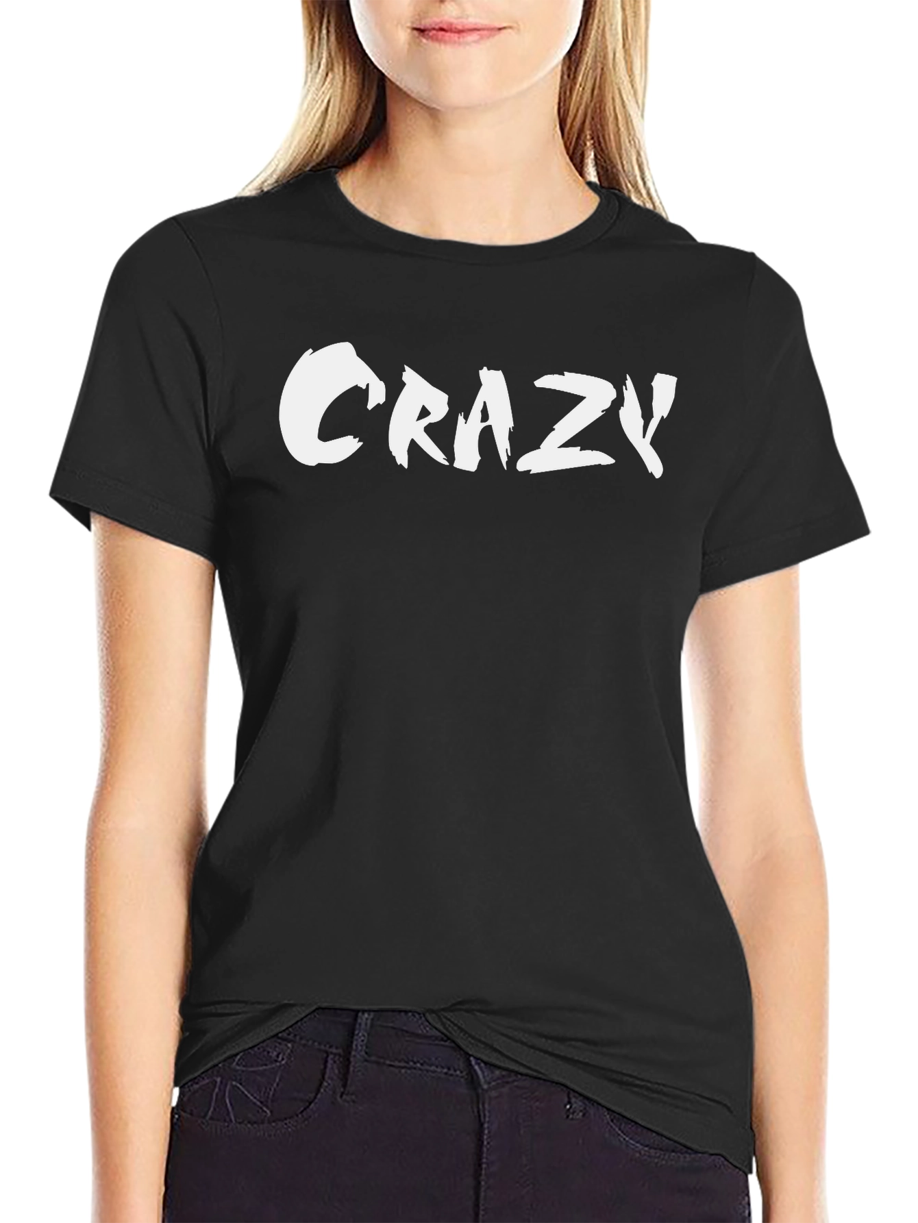 Black Crazy Graphic Print Men's Black T-Shirt view 2