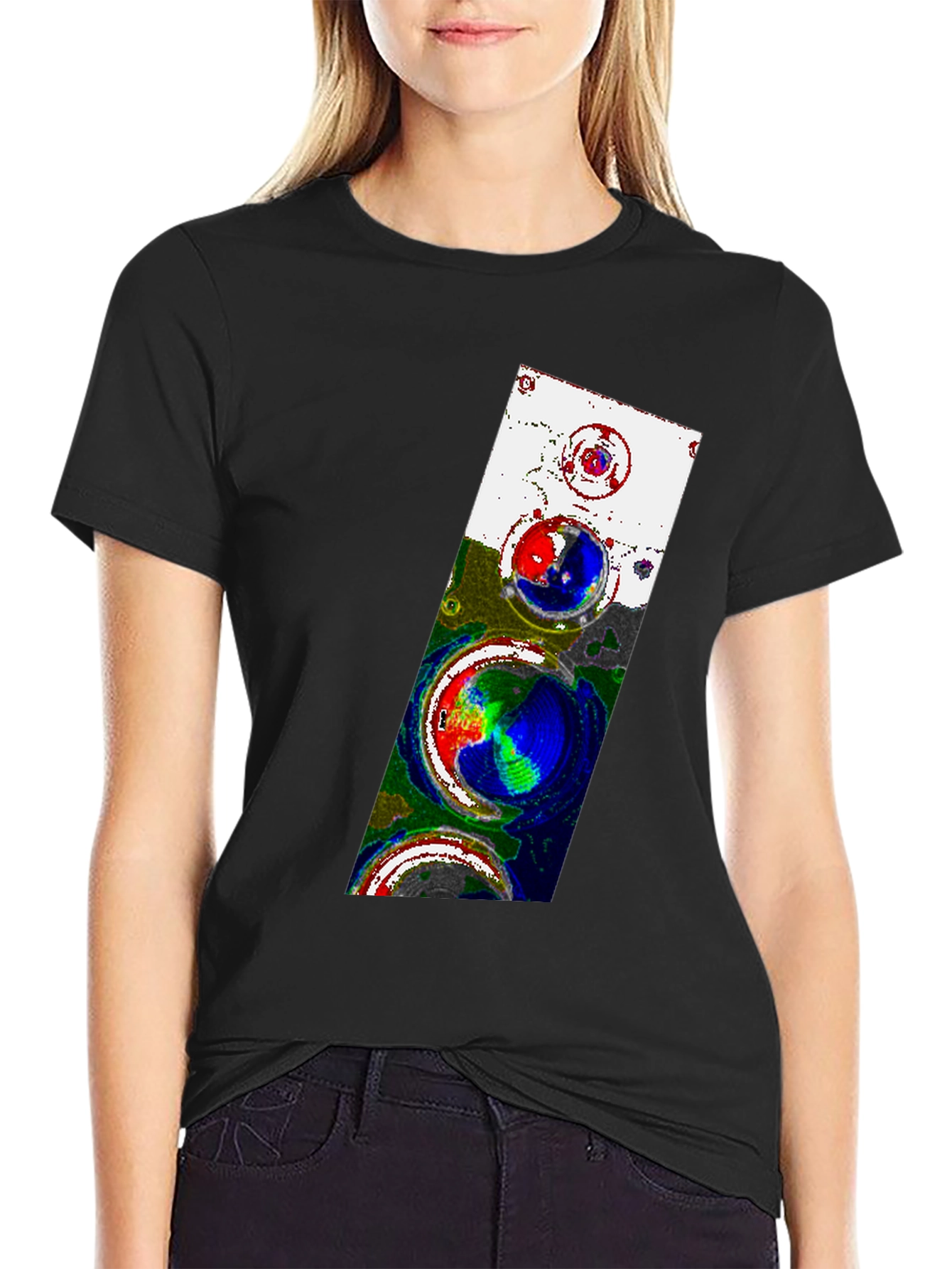 Black Abstract Pattern Black T-Shirt view 2