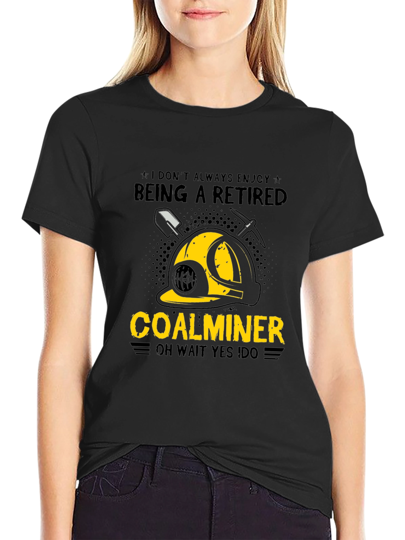 Black Retired Coal Miner Graphic T-Shirt view 2