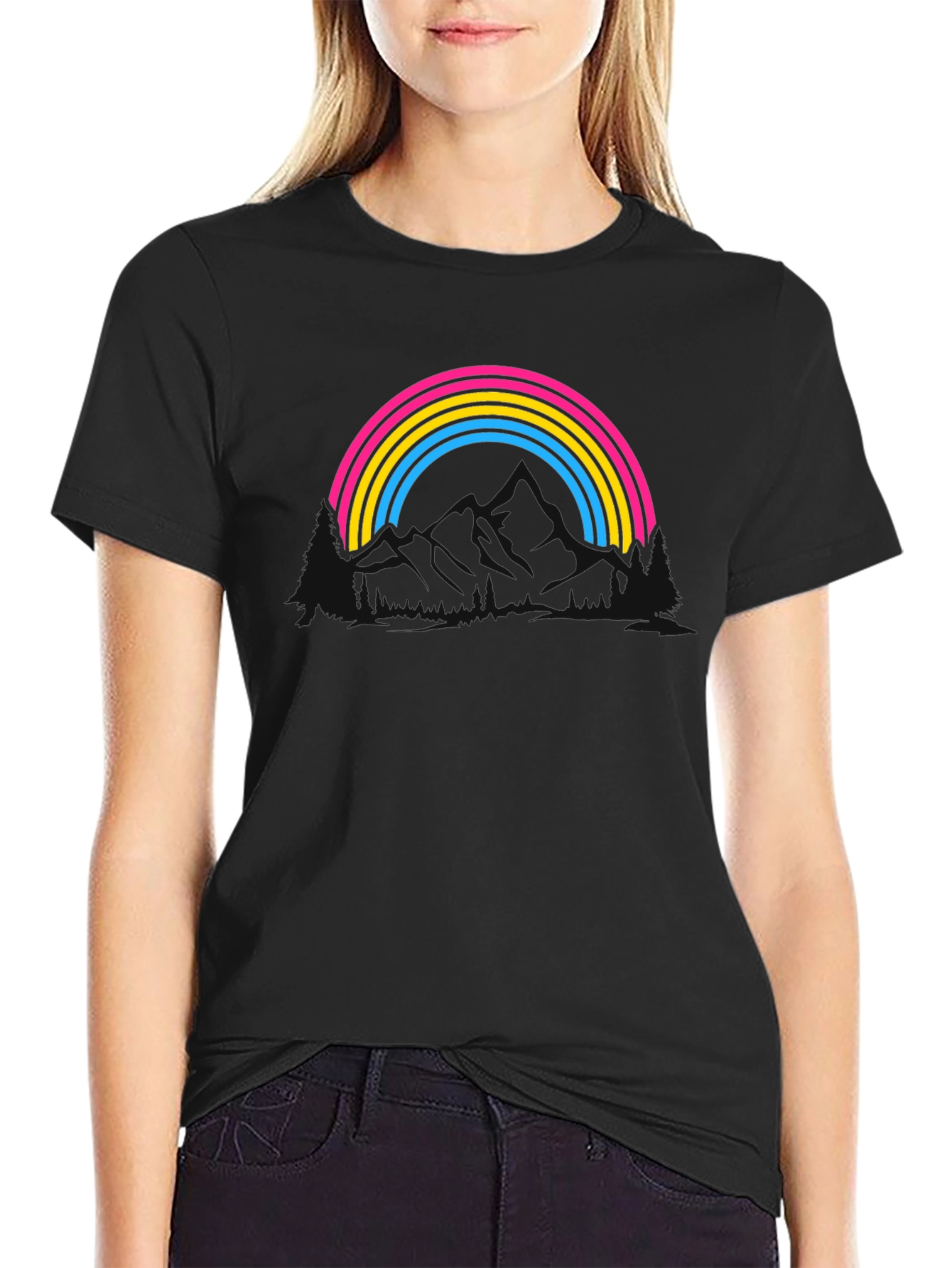 Black Pan Pride Rainbow T-Shirt - Black Cotton Blend Tee view 2