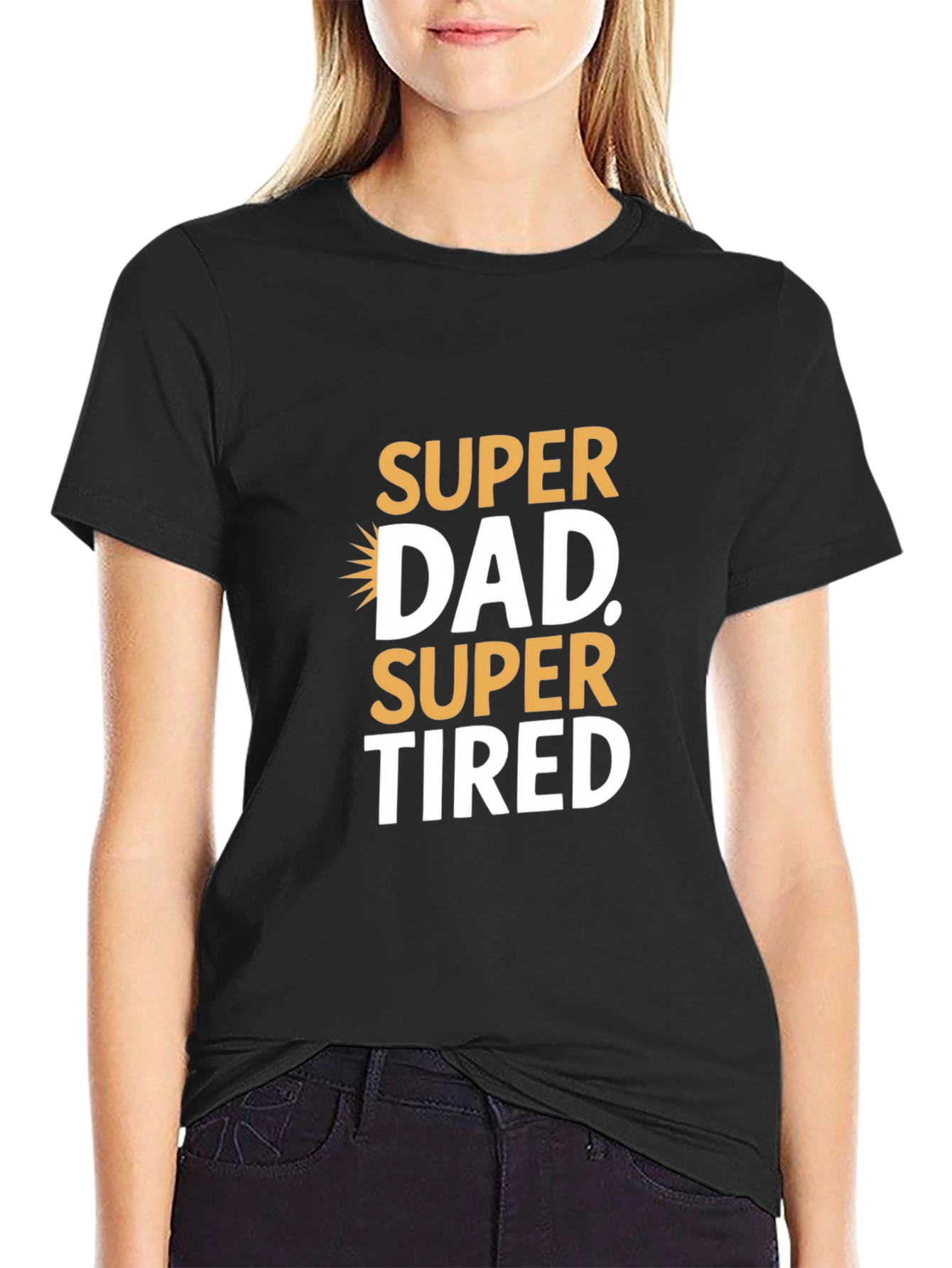 Black Super Dad Super Tired Graphic T-Shirt - Father's Day Gift view 2