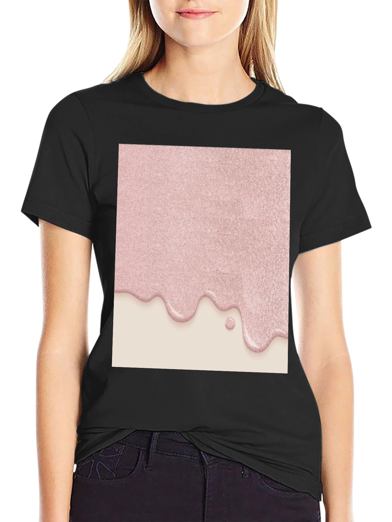 Black Pink Drip Graphic Tee - Modern Stylish Design view 2