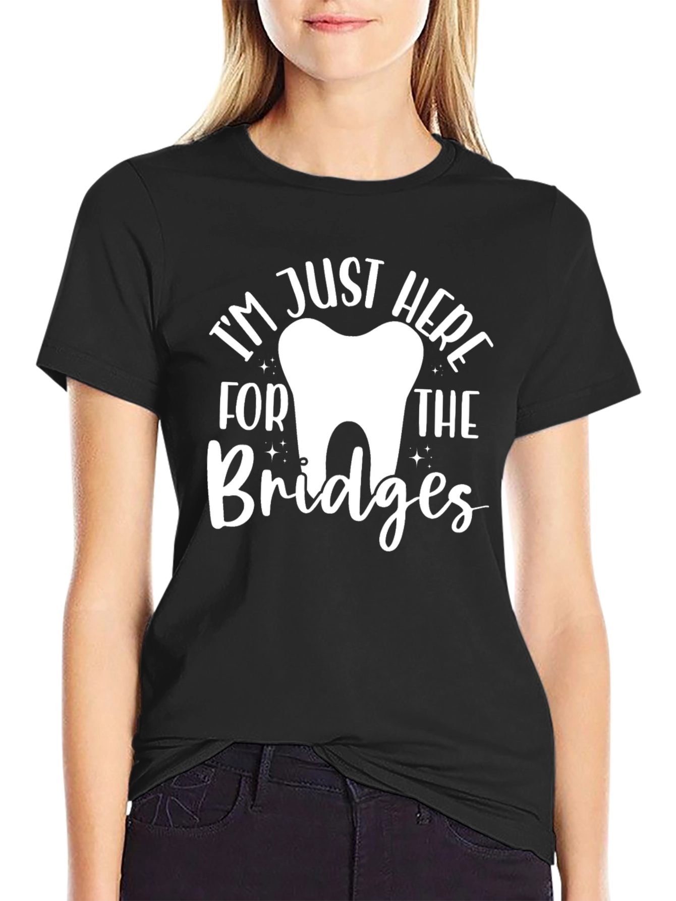 Black Dental Bridges T-Shirt, Funny Dentist Tee view 2