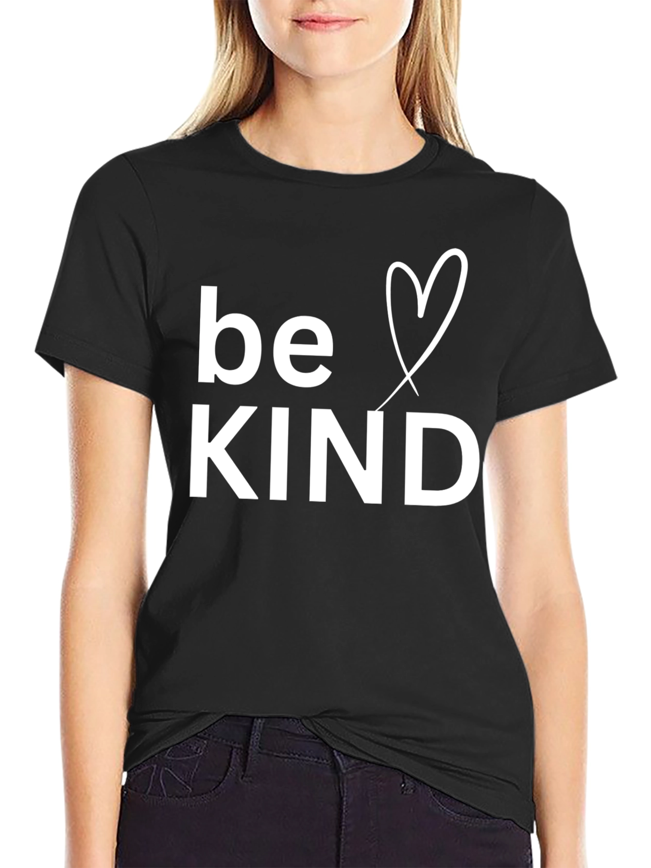 Black Be Kind Heart Graphic Tee - Black view 2