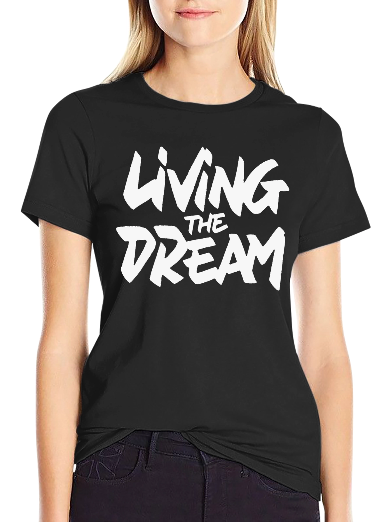 Black Living the Dream Graphic Black T-Shirt view 2