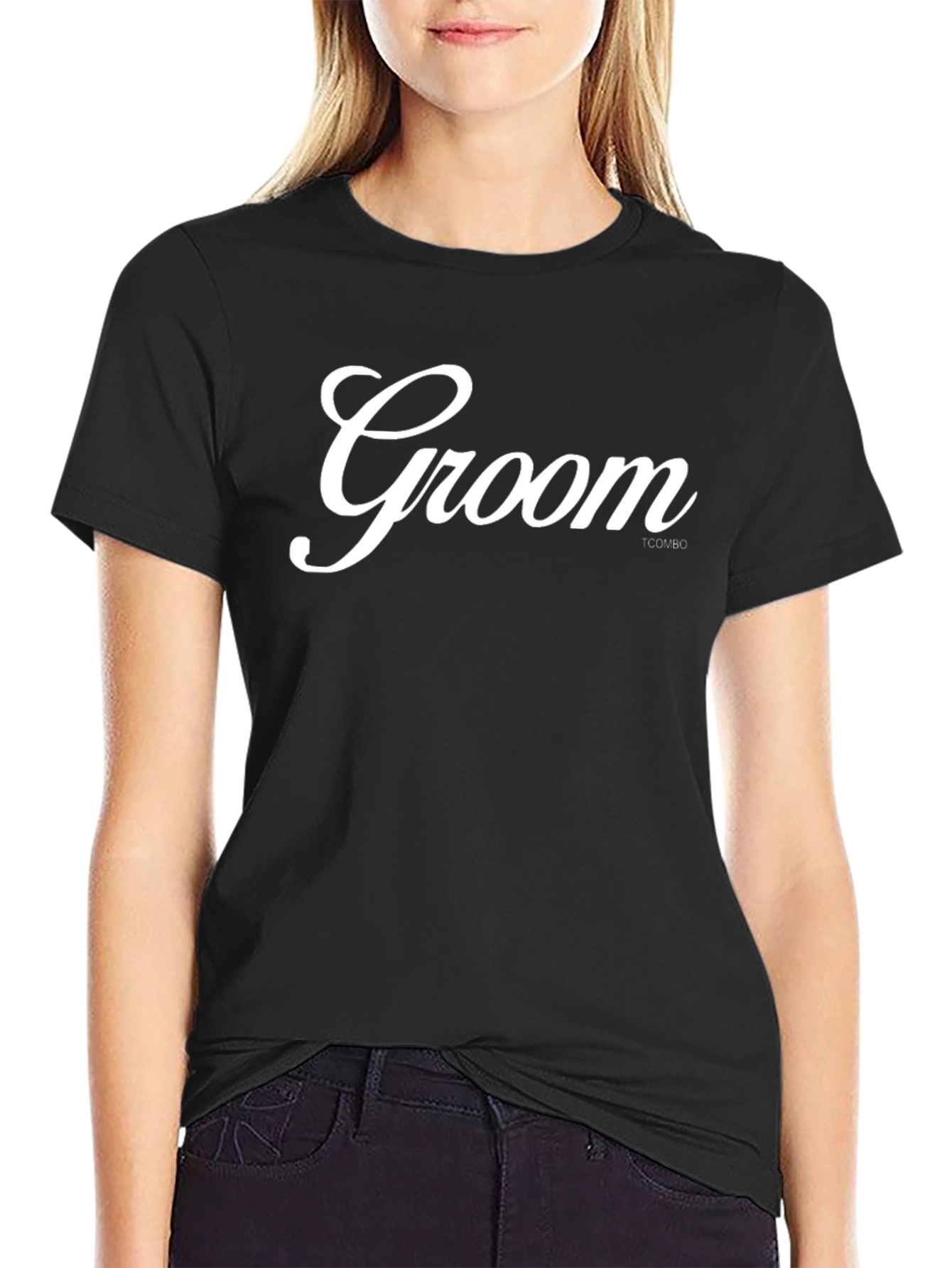 Black Groom T-Shirt - Black Crew Neck Tee view 2