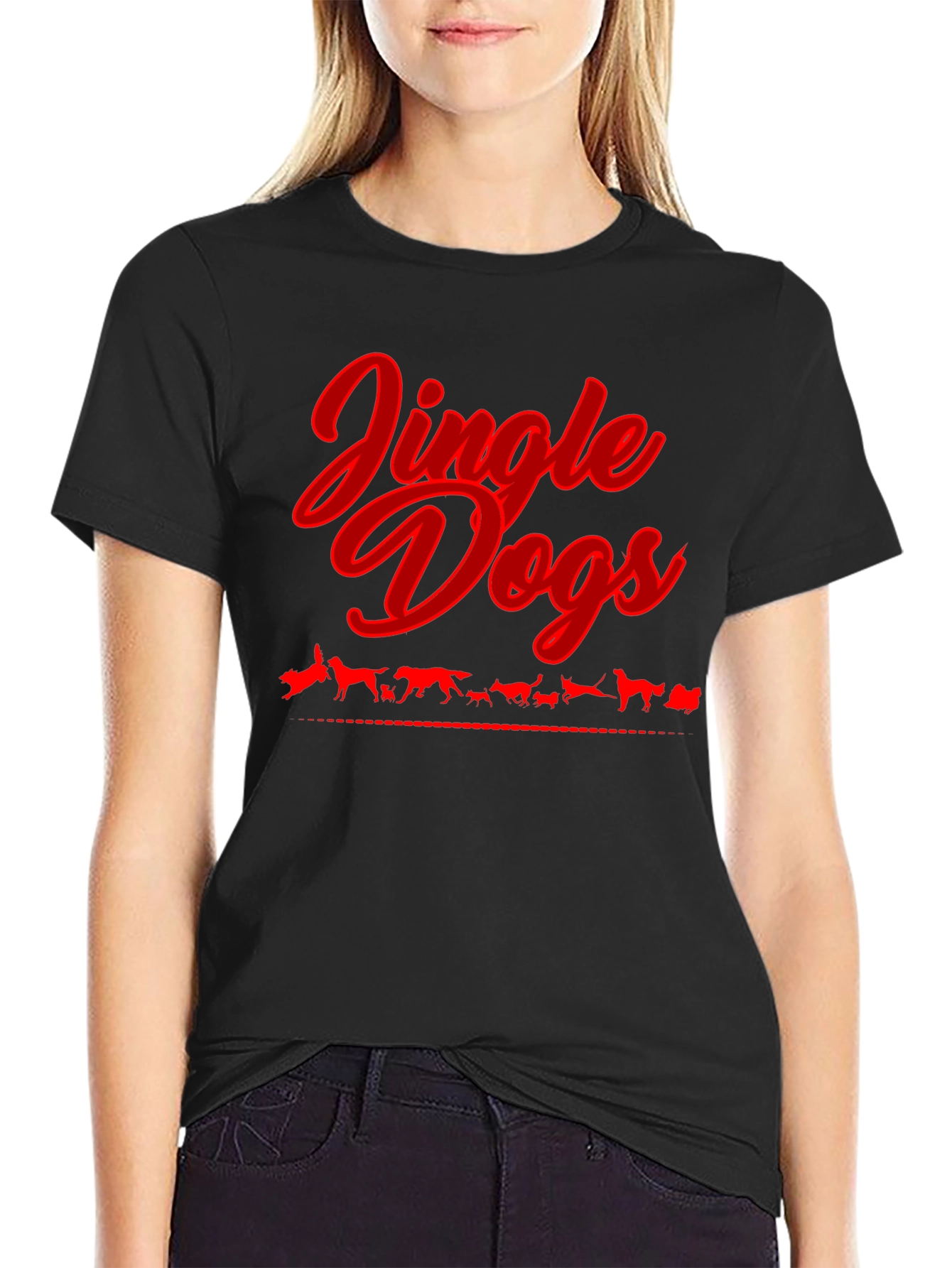 Black Jingle Dogs T-Shirt - Holiday Dog Lover Tee view 2