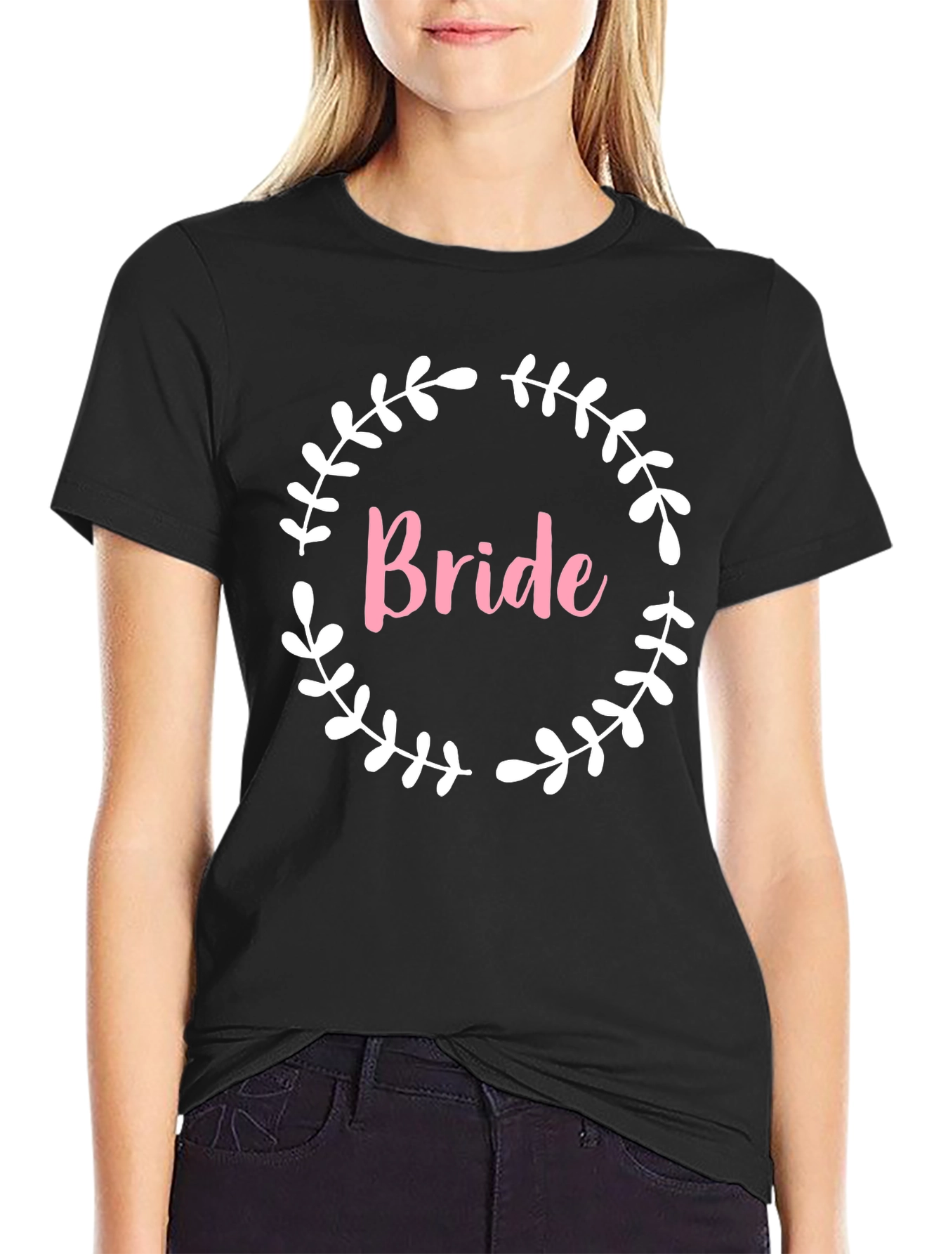 Bride T-Shirt with Floral Wreath Design - 2