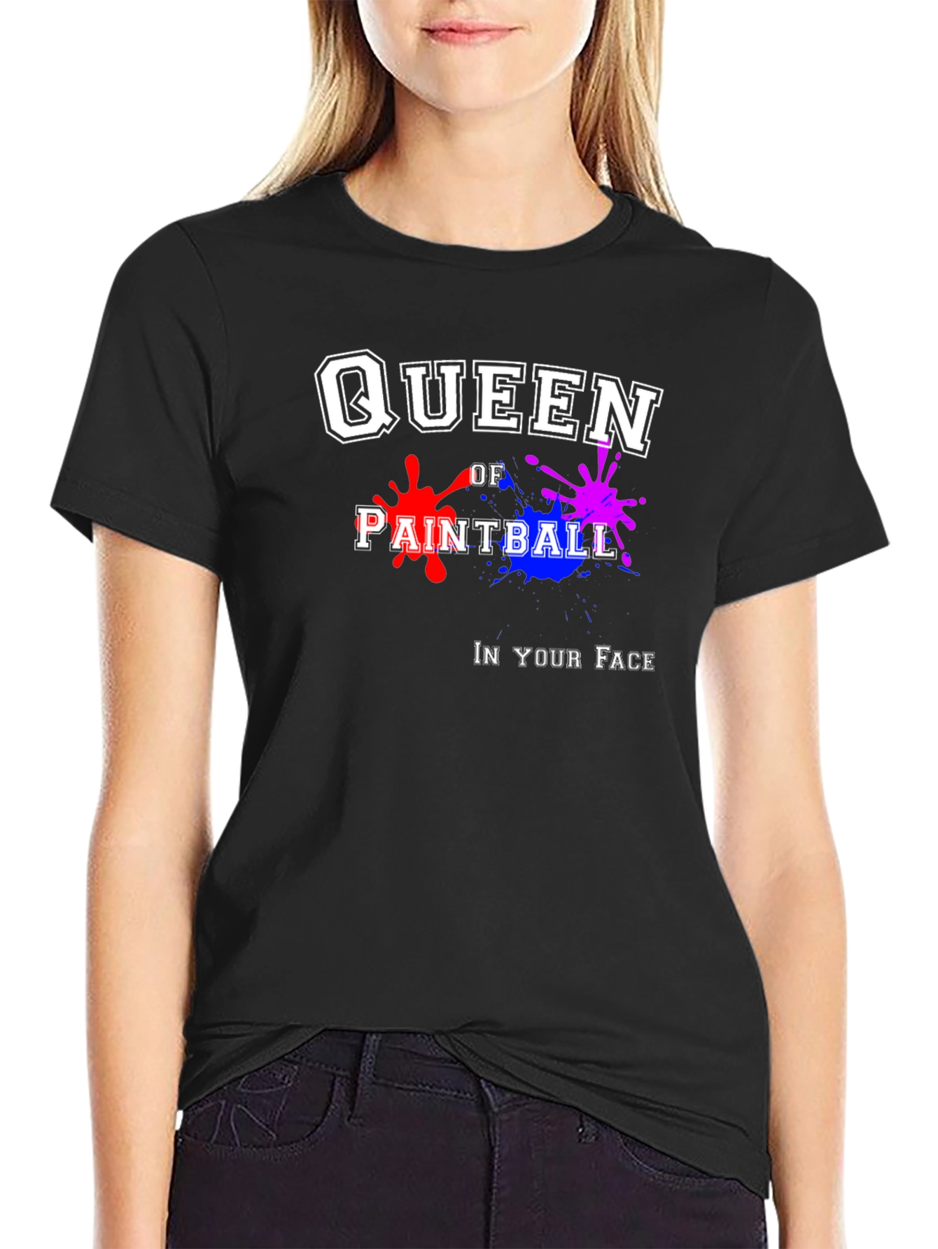 Black Queen of Paintball Black Graphic T-Shirt view 2