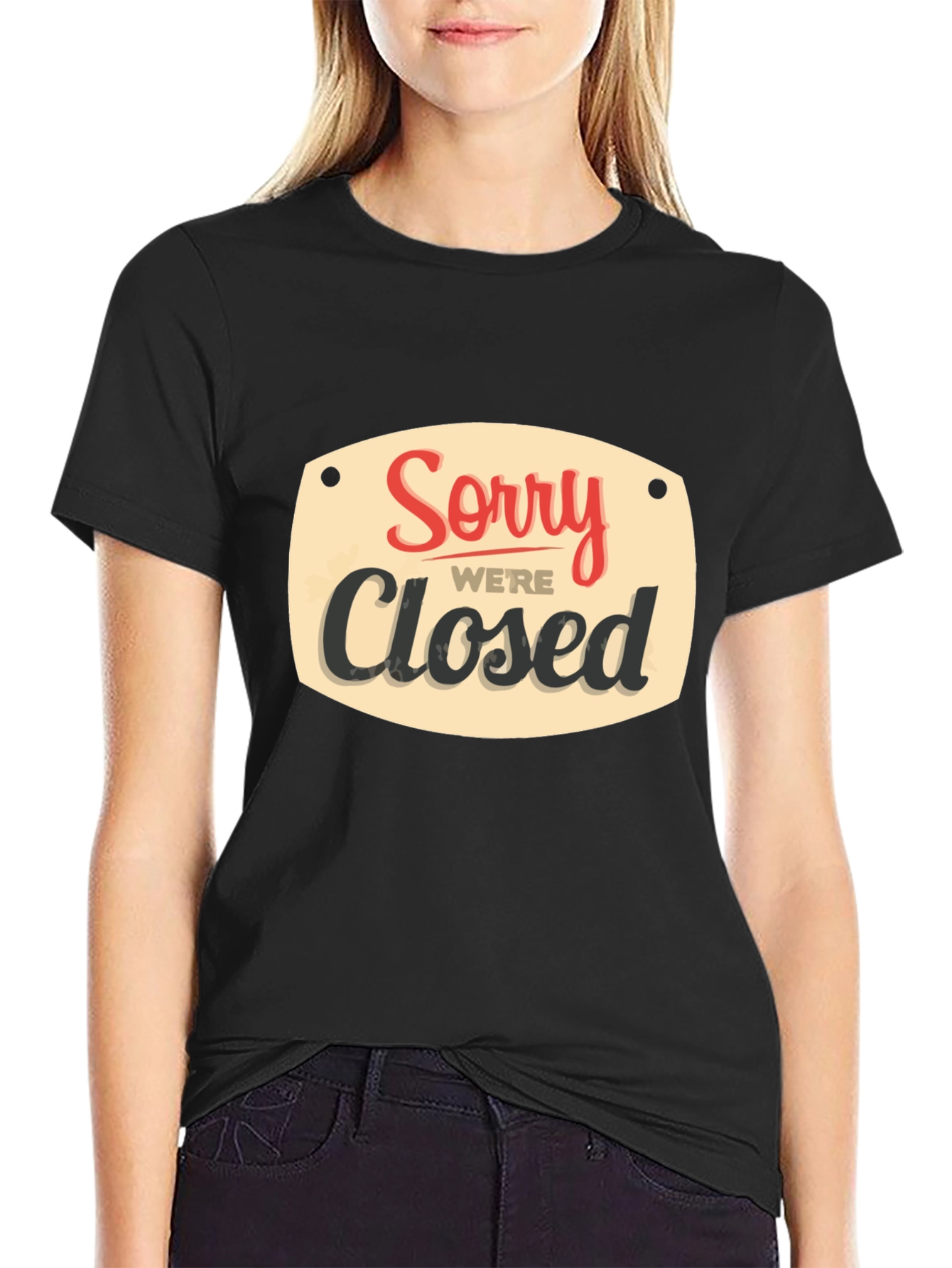 Black Sorry We're Closed Graphic Tee - Black Casual Shirt view 2