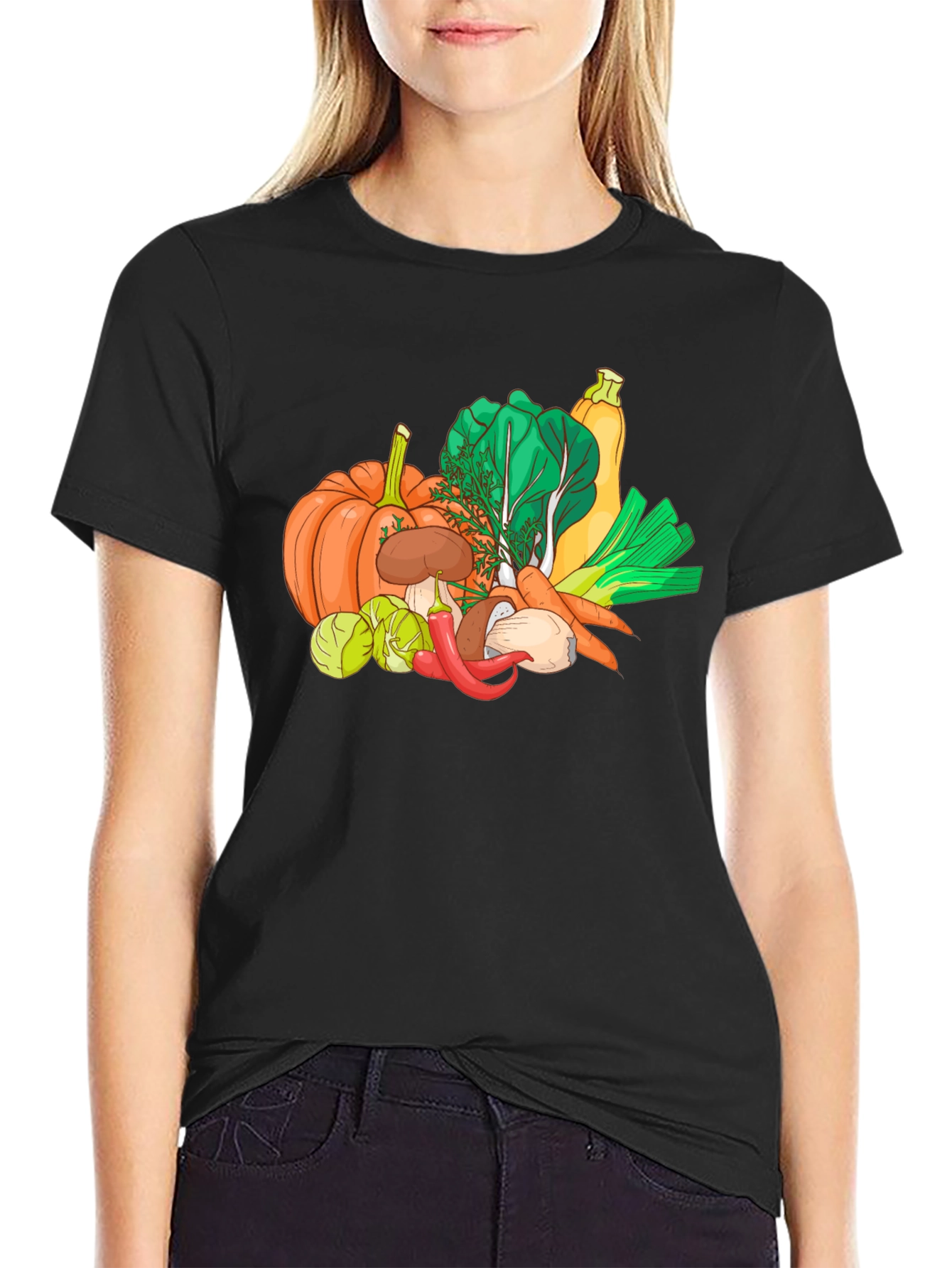 Vegetable Harvest Graphic Tee - Black Unisex T-Shirt - 2