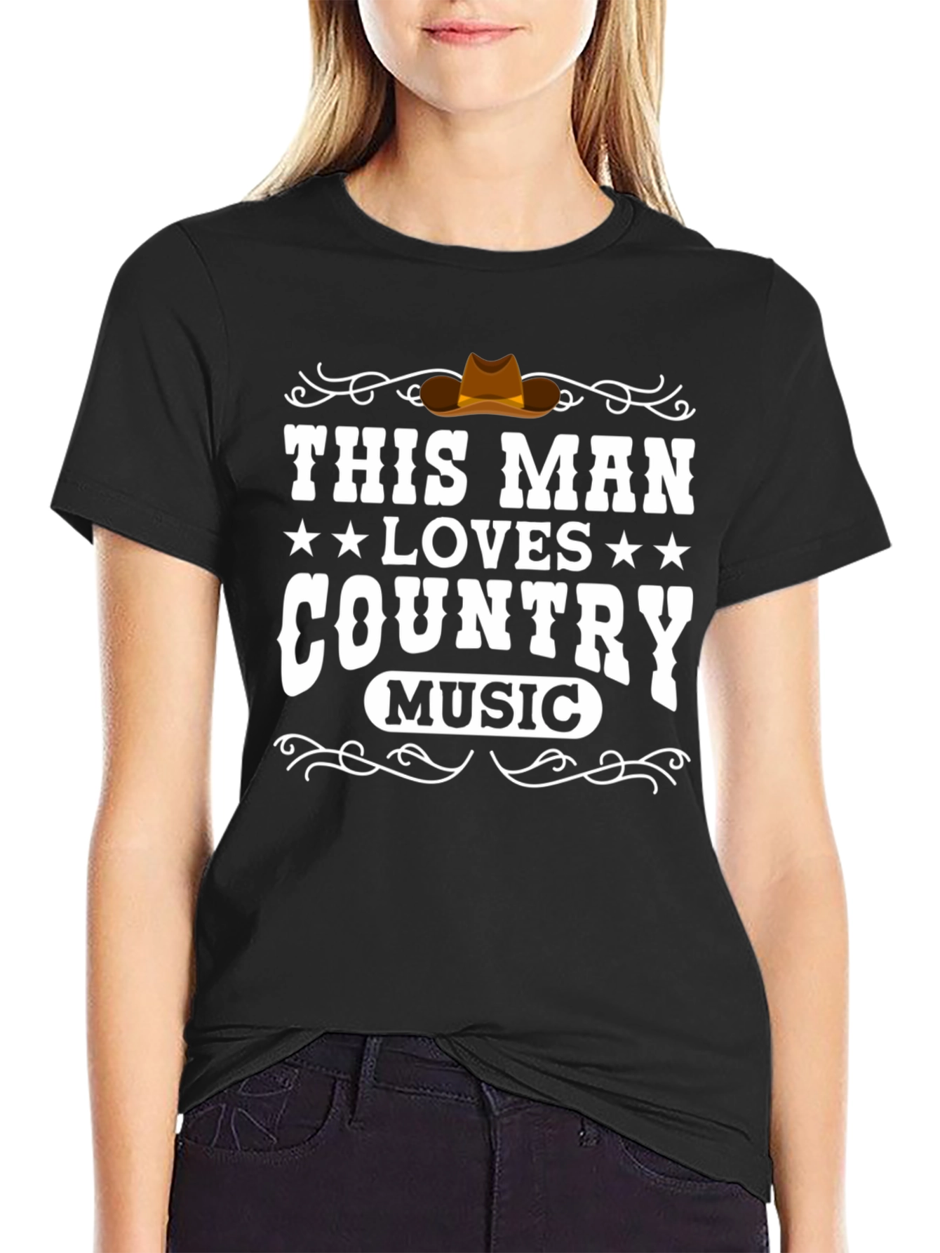 Black Country Music Lover T-Shirt - Western Style Graphic Tee view 2