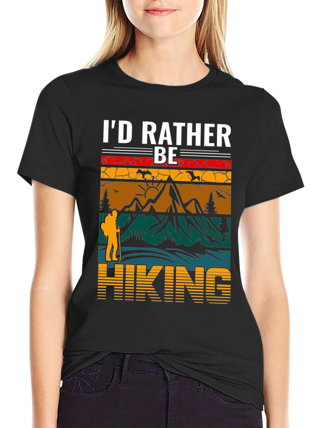 Black I'd Rather Be Hiking T-Shirt - Adventure Tee view 2