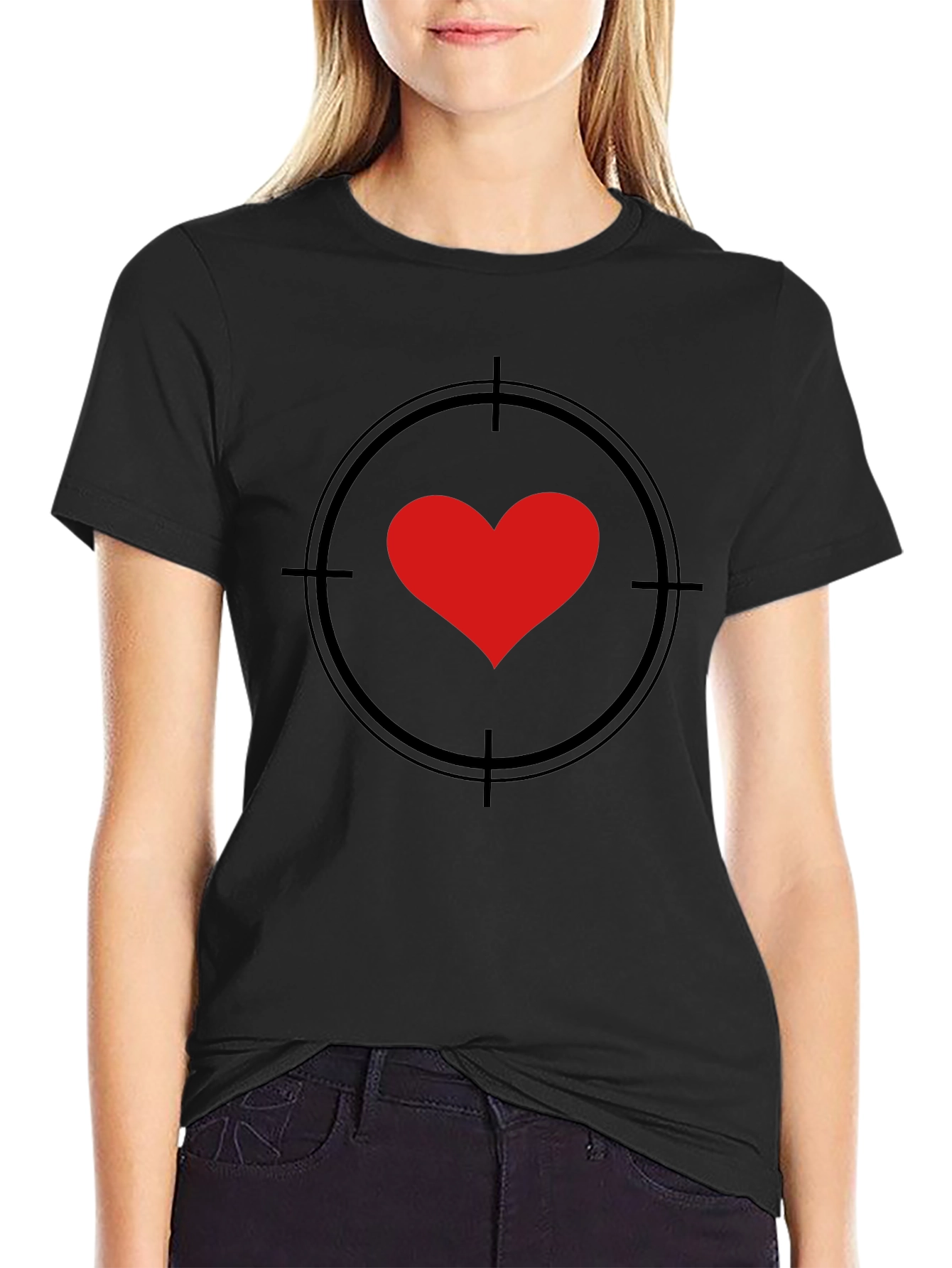 Black Heart Target Graphic Black T-Shirt view 2
