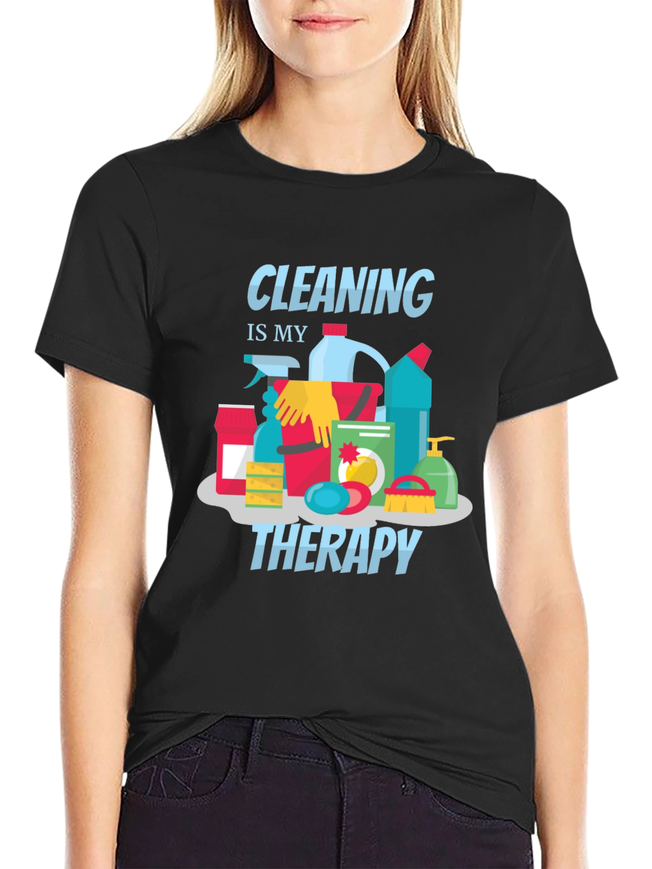 Black Cleaning is My Therapy Graphic Tee view 2