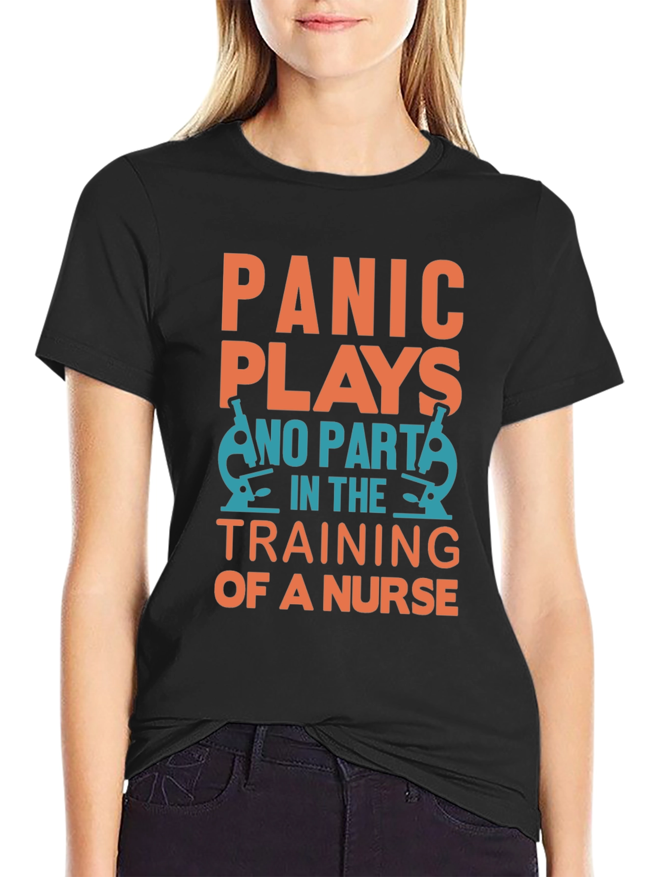 Black Panic Plays No Part Nurse Training T-Shirt view 2