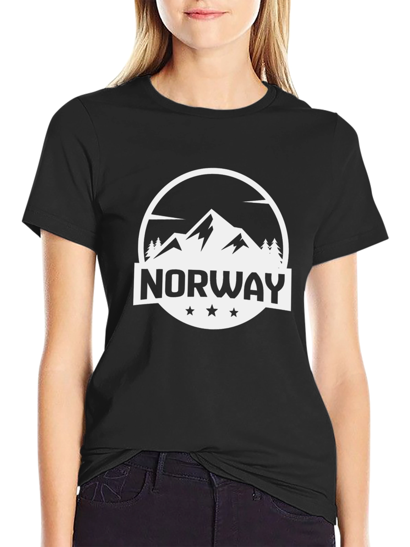 Black Norway Mountain Graphic Black T-Shirt view 2