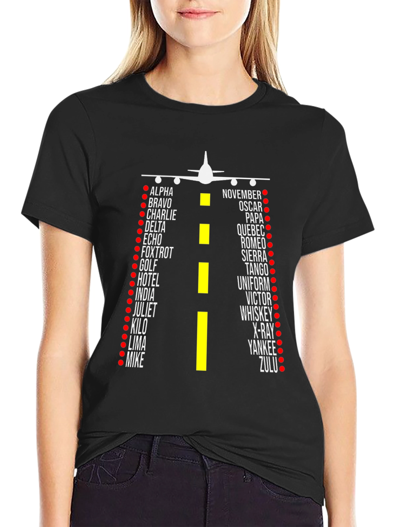 Black Aviation Alphabet T-Shirt - Pilot Design view 2