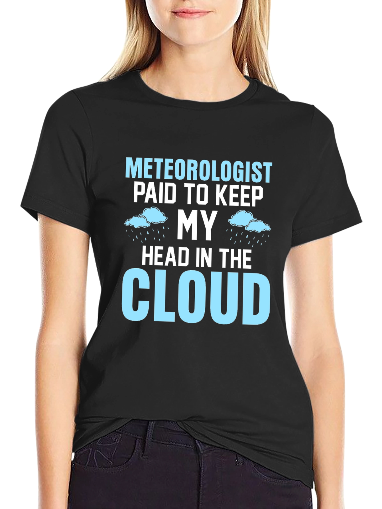 Black Meteorologist Head in Cloud Graphic T-Shirt view 2