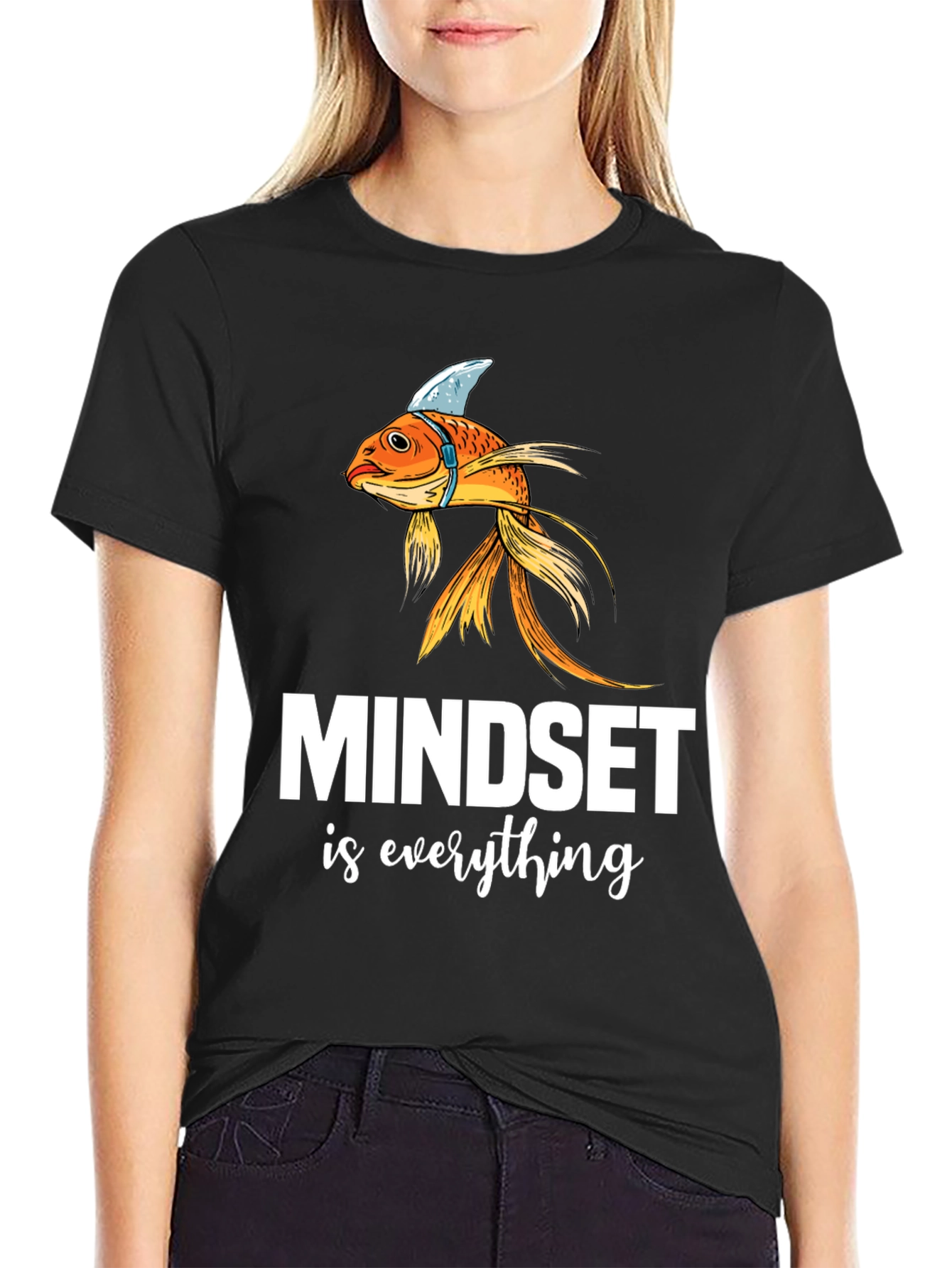 Black Mindset is Everything T-Shirt - Goldfish Shark Fin Tee view 2