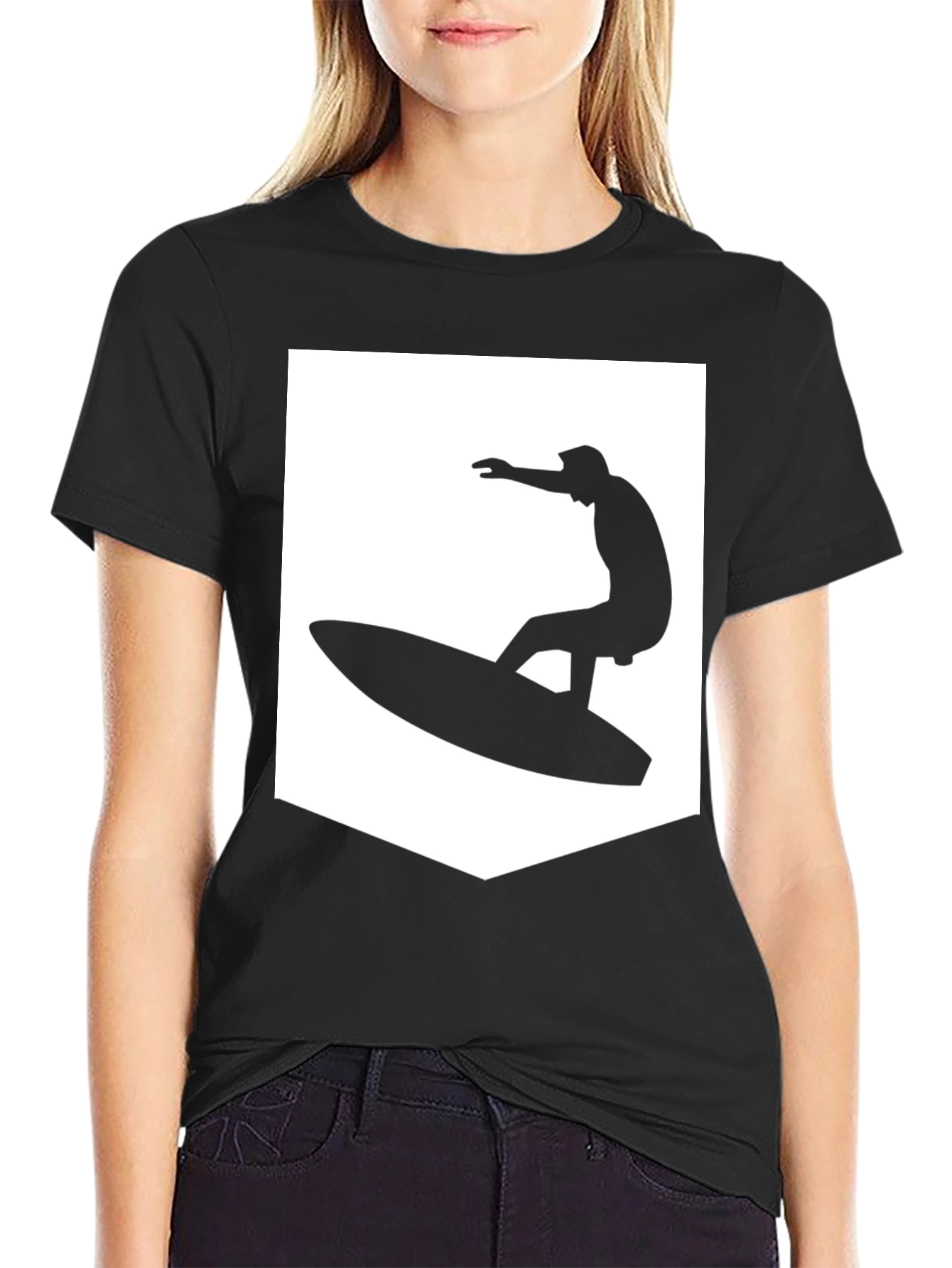 Black Black T-Shirt with Surfer Graphic view 2