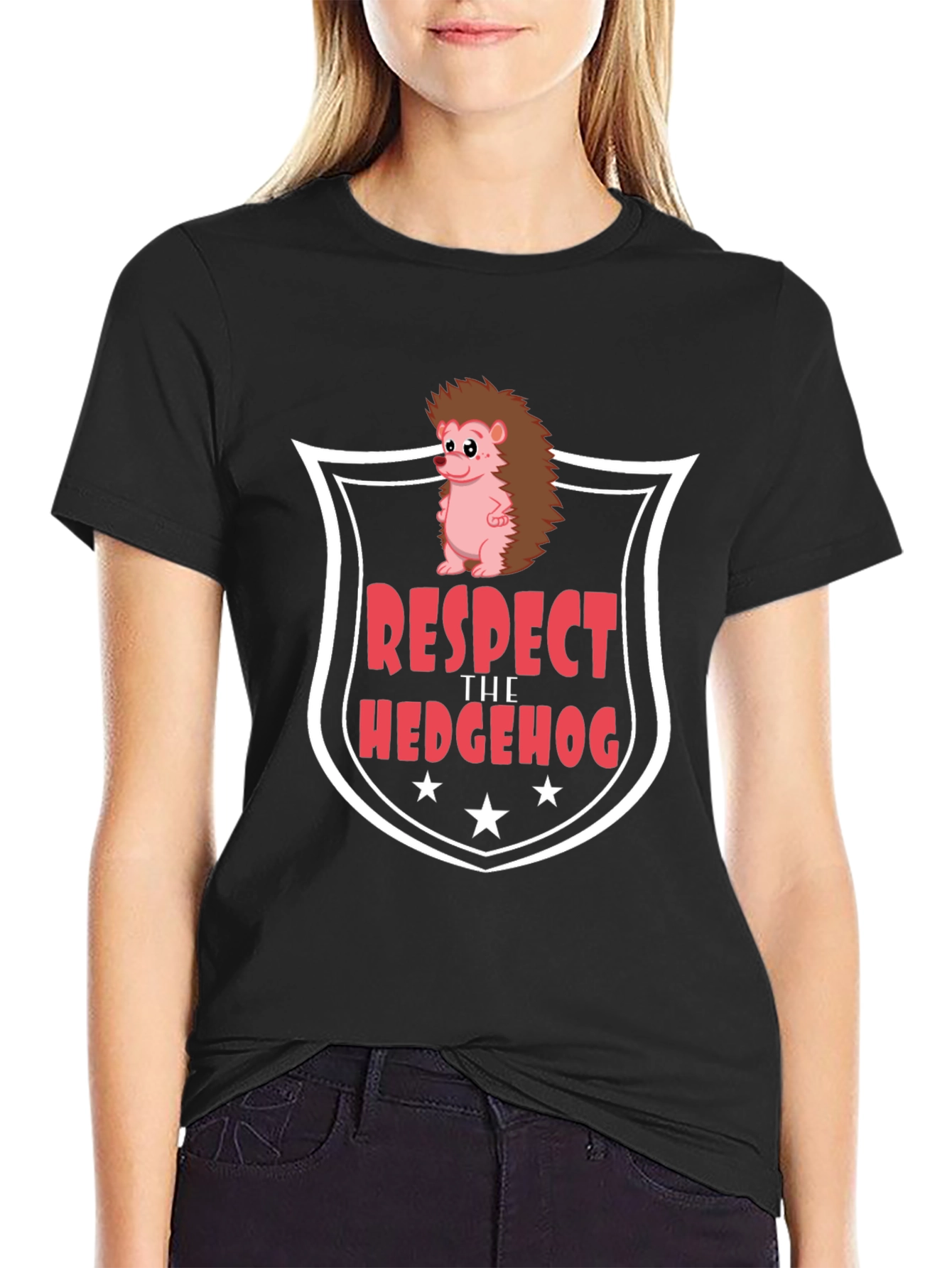 Black Respect the Hedgehog Graphic Tee view 2