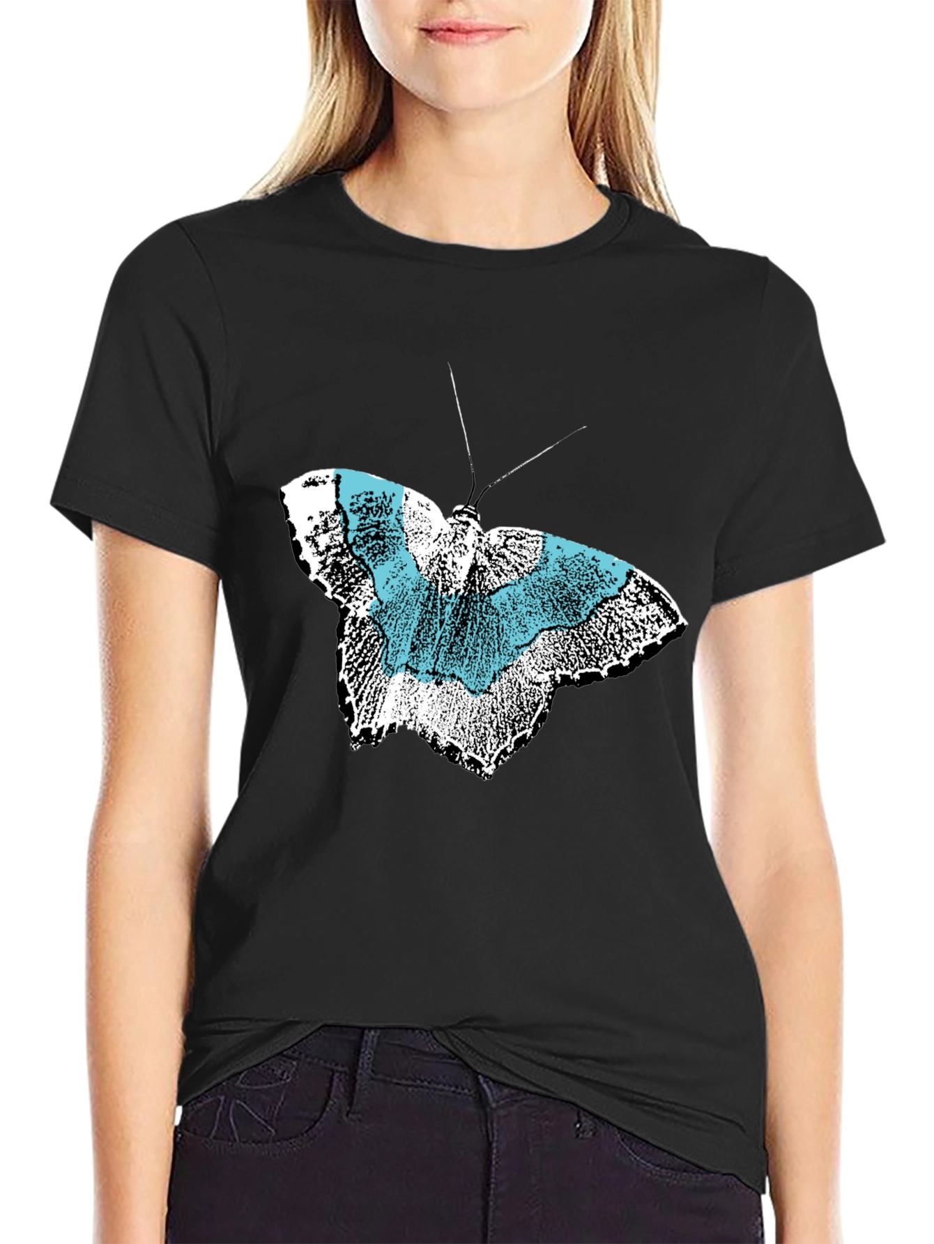 Black Butterfly Graphic Black T-Shirt view 2