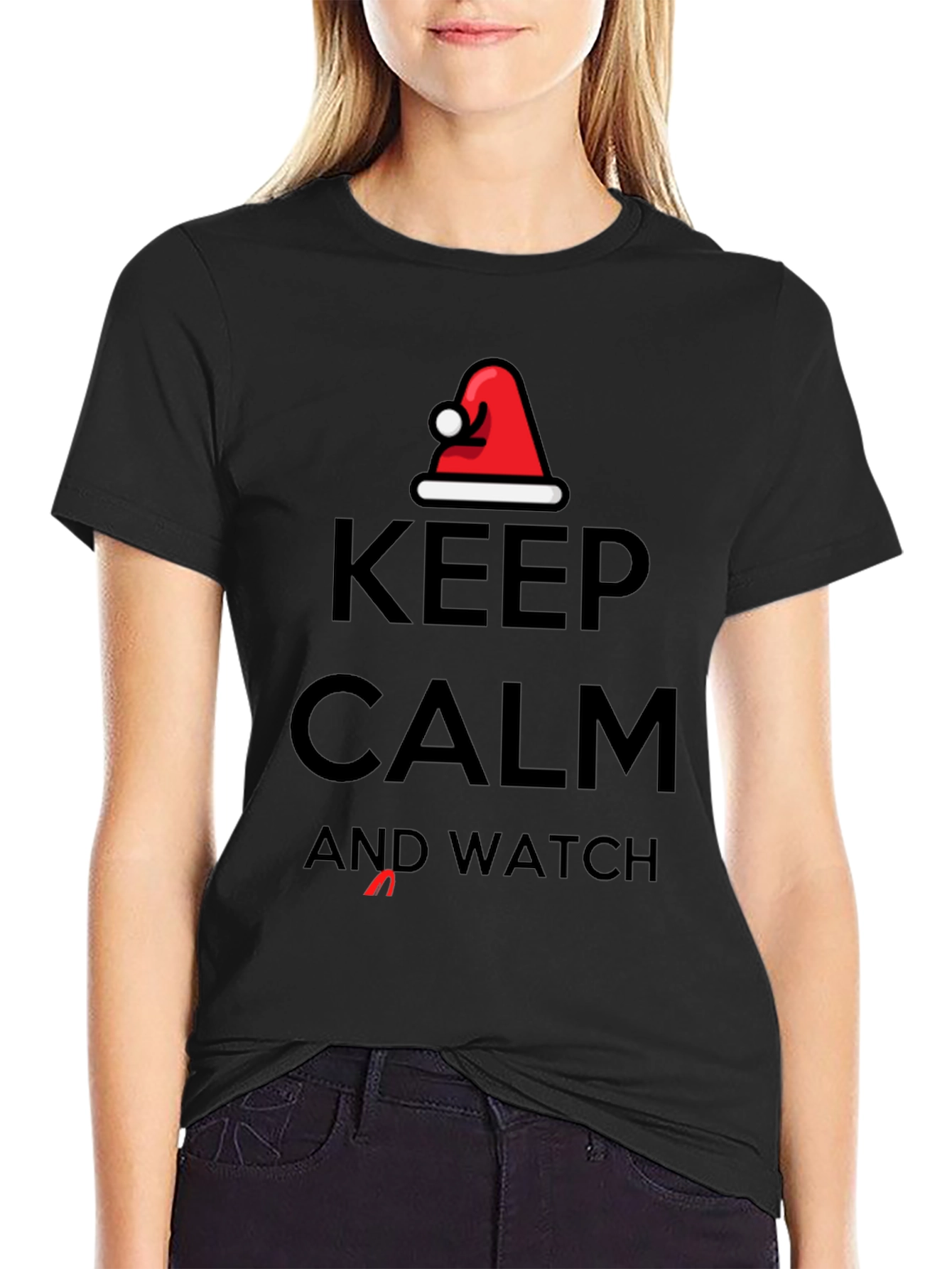 Black Keep Calm and Watch T-Shirt view 2