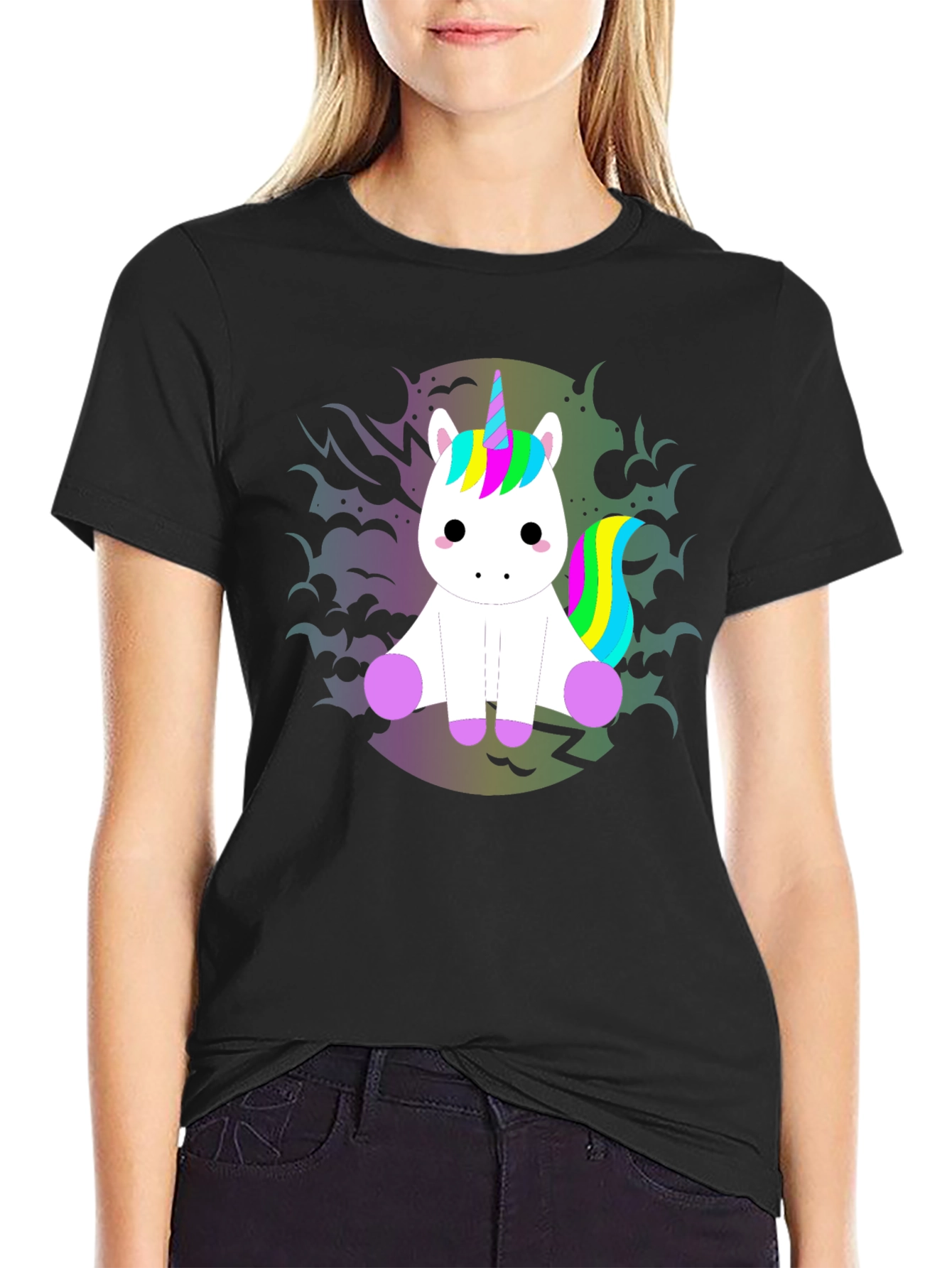 Unicorn Graphic Tee - Black Cotton T-Shirt - 2
