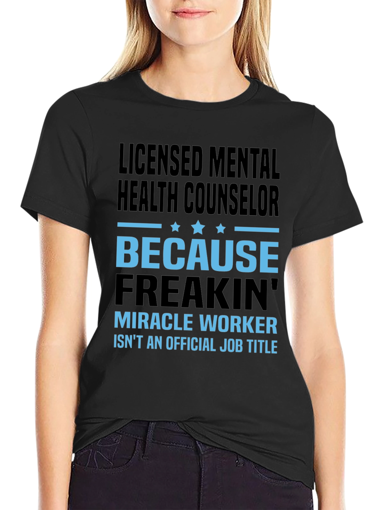 Black Licensed Mental Health Counselor T-Shirt view 2