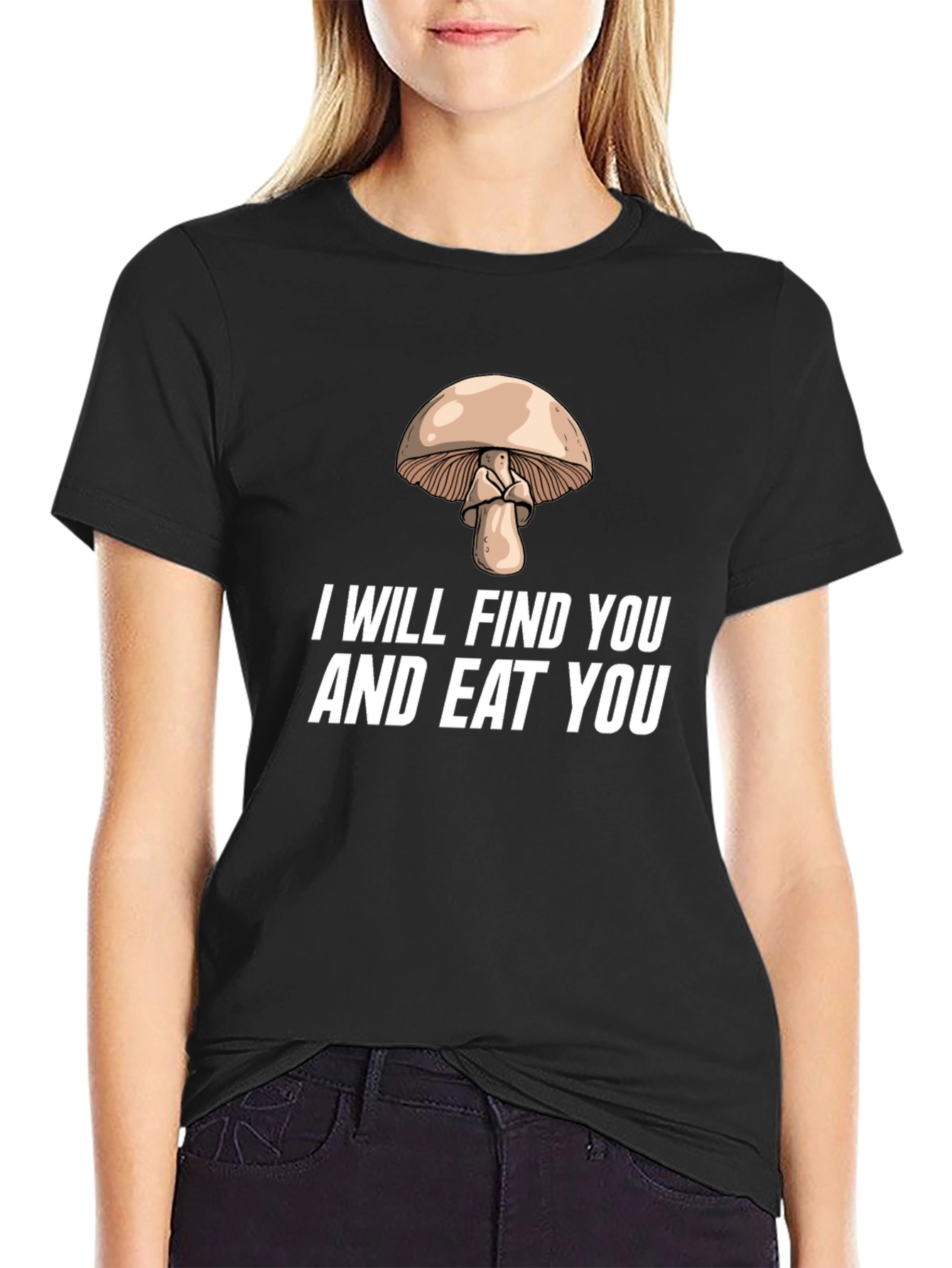 Black Mushroom Graphic Tee: I Will Find You and Eat You view 2