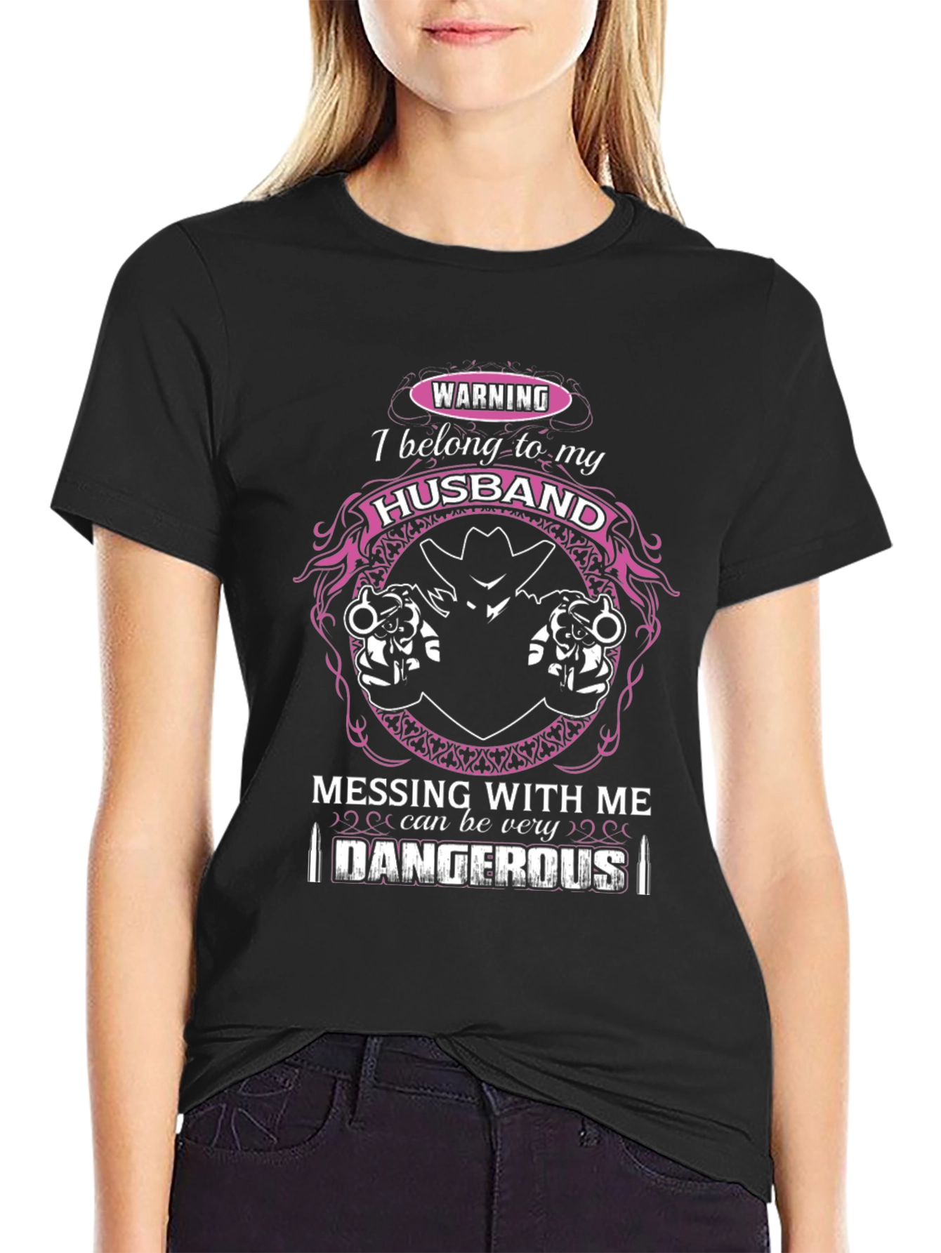 Black Warning: I Belong To My Husband T-Shirt view 2