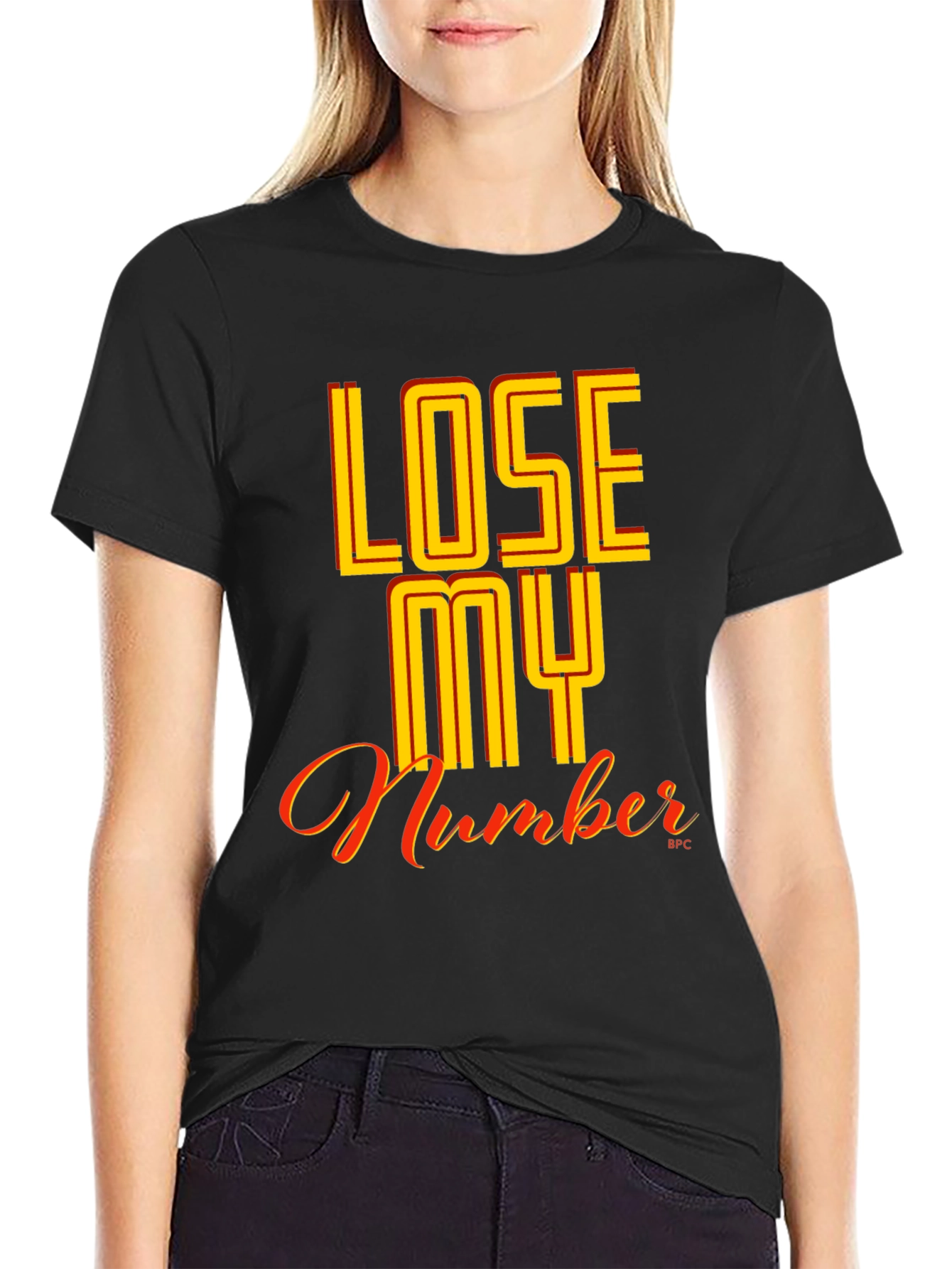 Black Lose My Number Graphic Tee - Black view 2