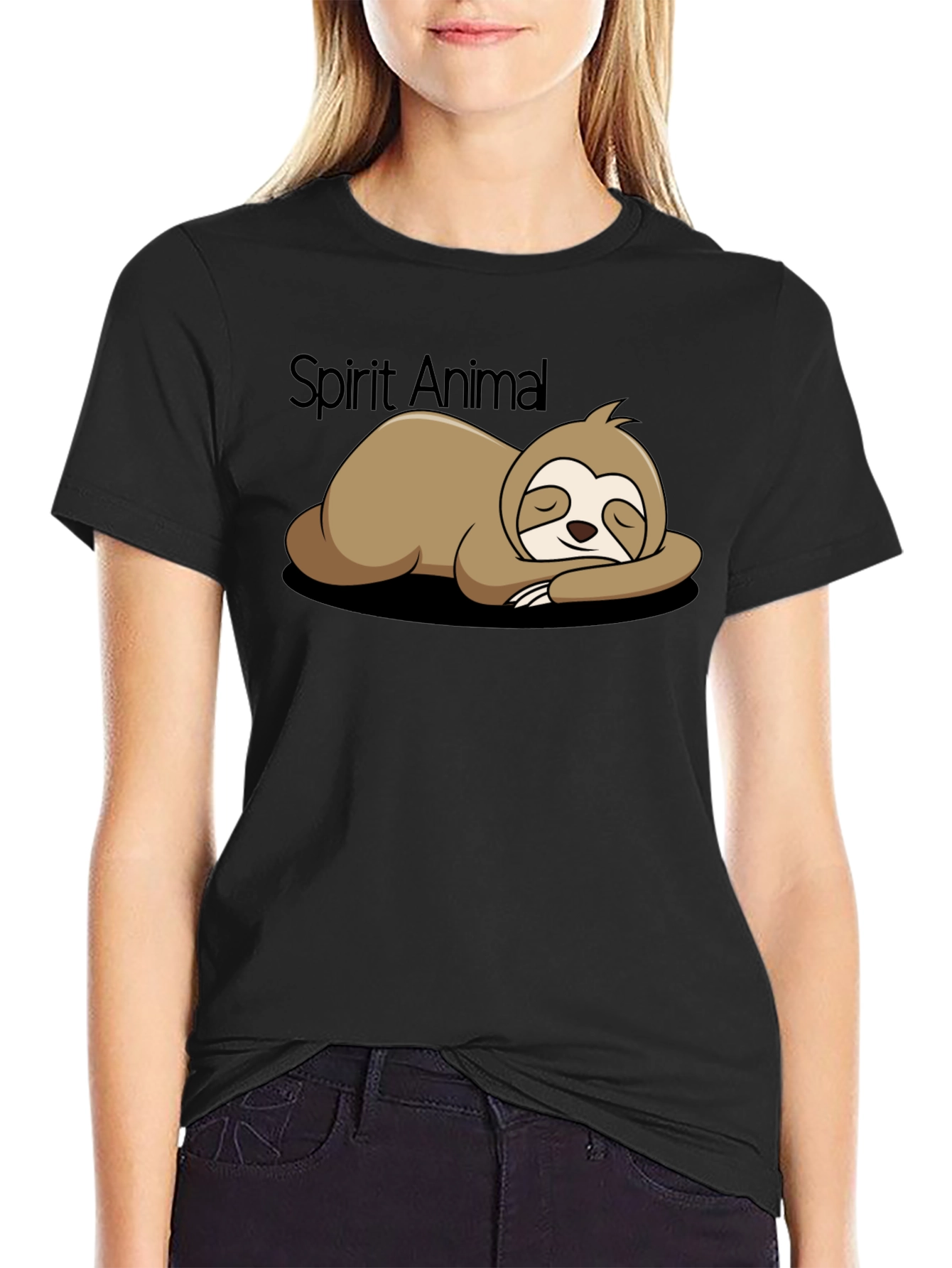 Black Lazy Sloth Spirit Animal T-Shirt - Funny & Comfortable! view 2
