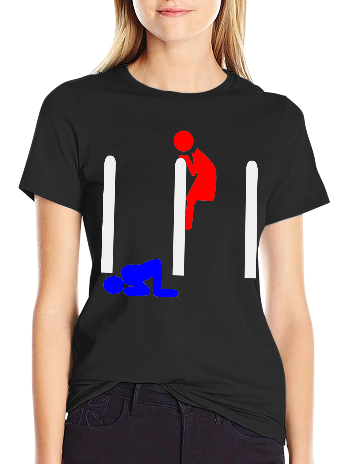 Black Humorous Stick Figure Graphic Tee - Black view 2