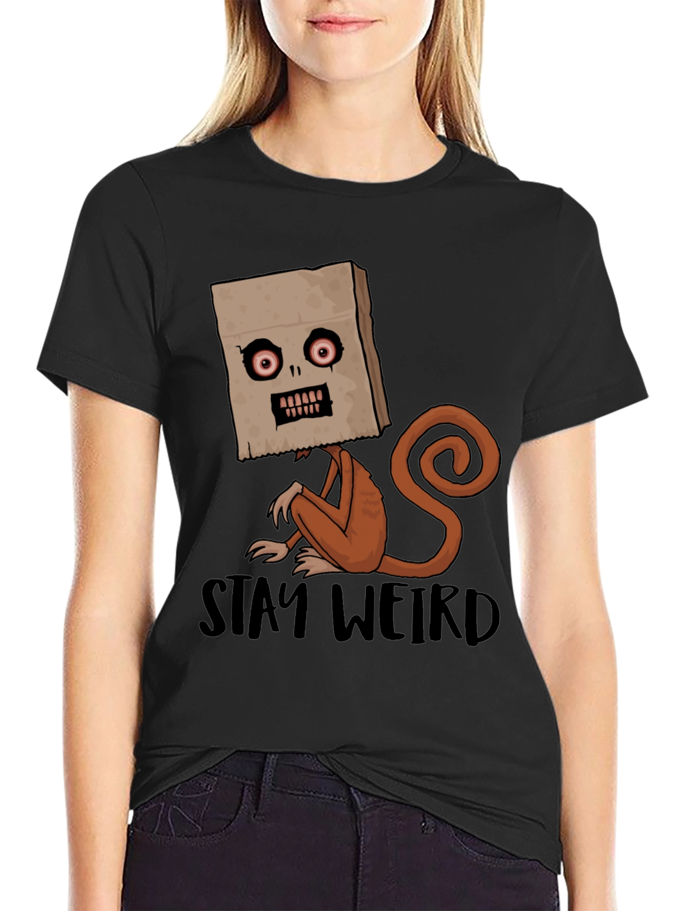 Black Stay Weird Monkey Graphic Tee - Black view 2