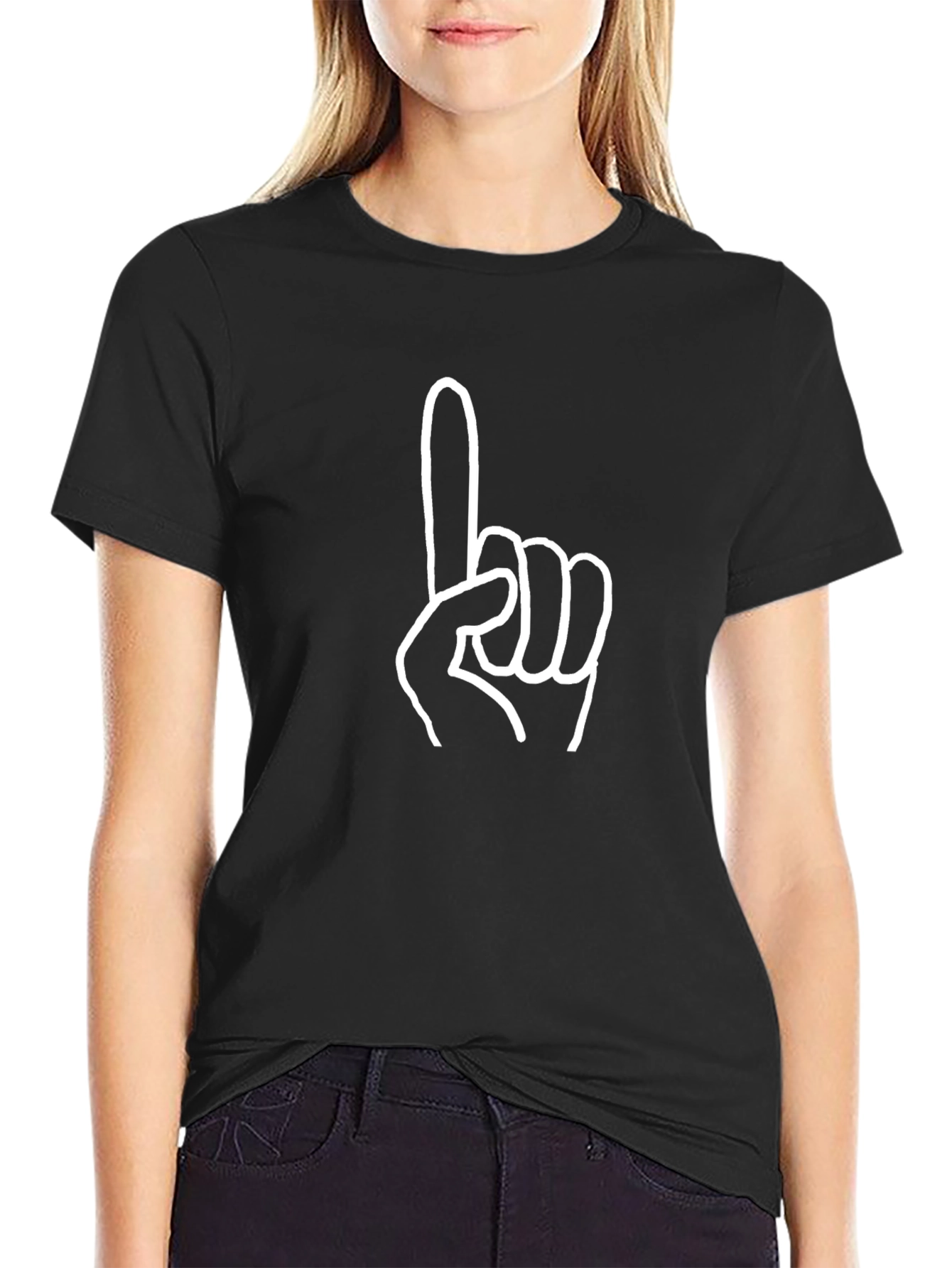 Black Number One Graphic Tee - Black Cotton T-Shirt view 2