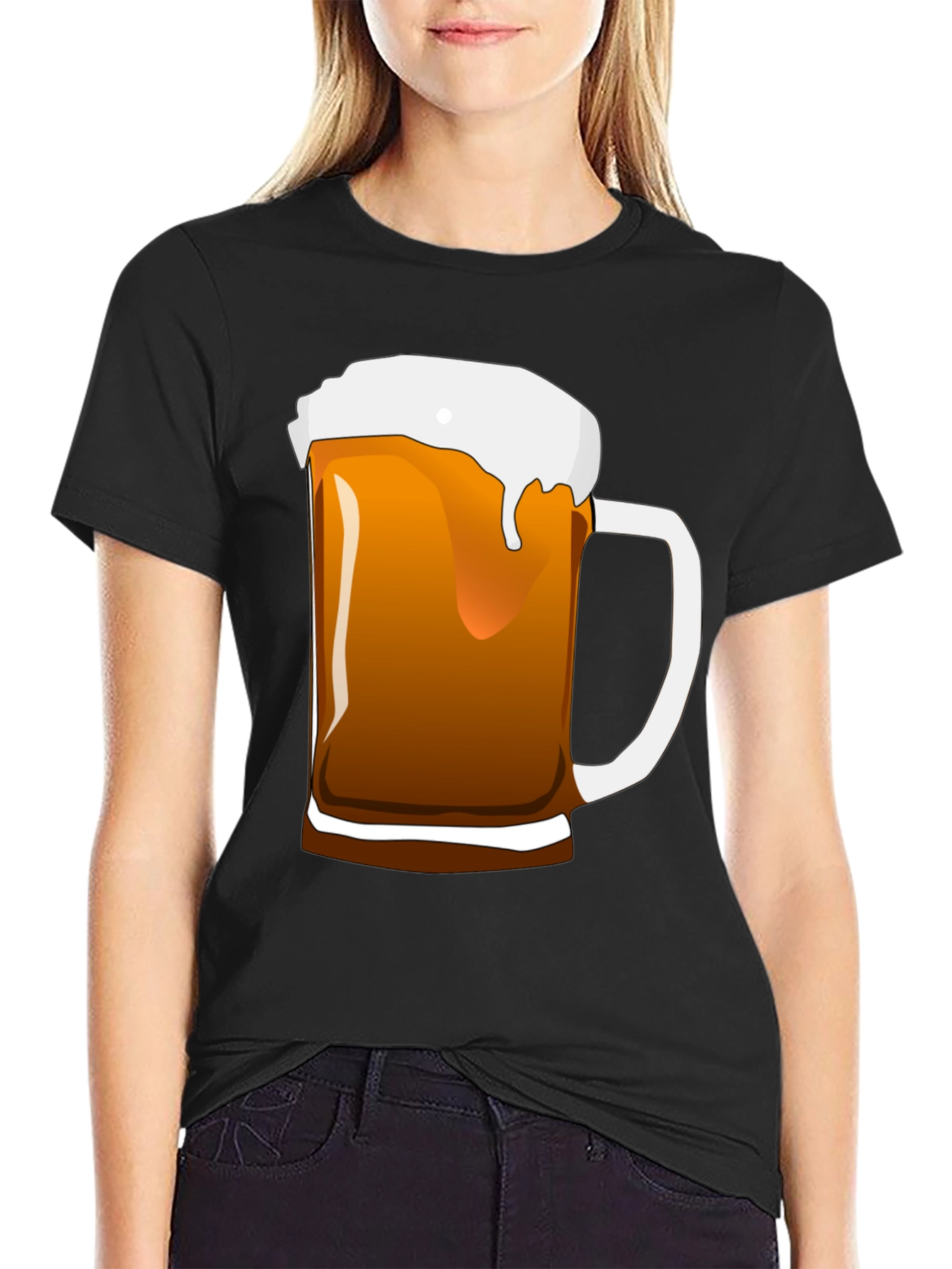 Black Beer Mug Graphic T-Shirt - Black Cotton Tee view 2