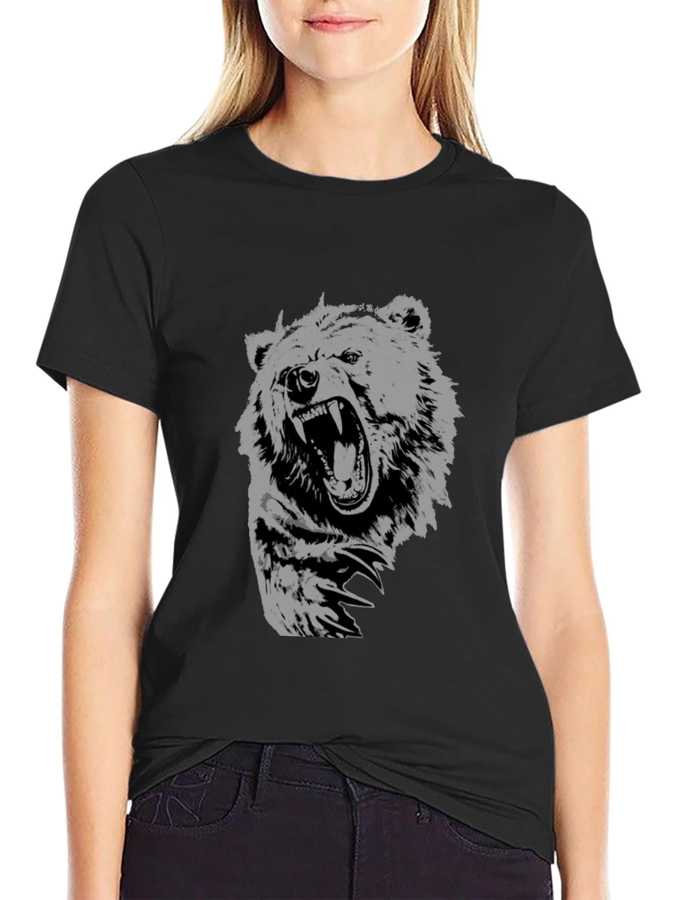 Black Men's Black Bear Graphic T-Shirt view 2