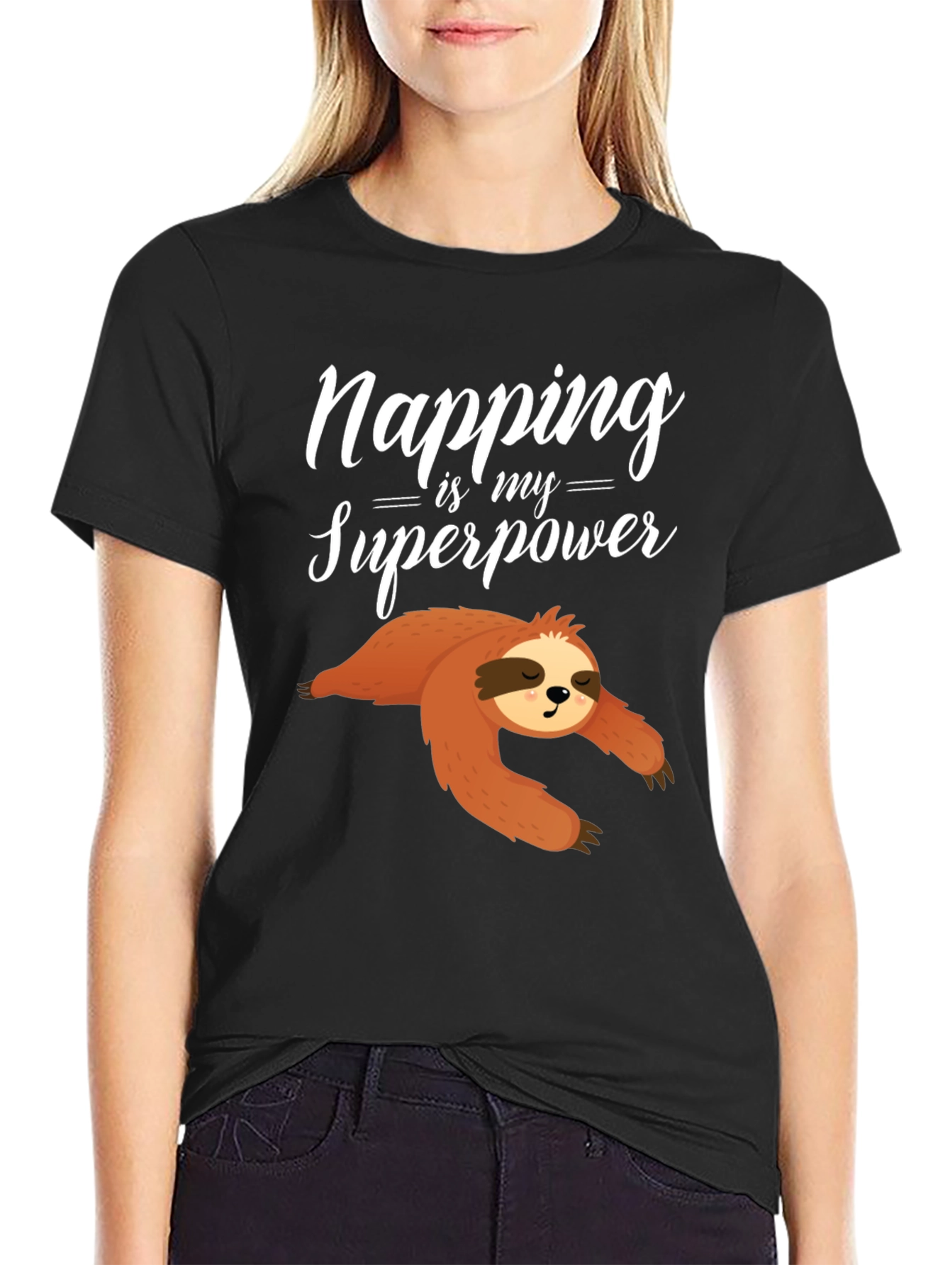 Black Napping is My Superpower Sloth Graphic Tee view 2