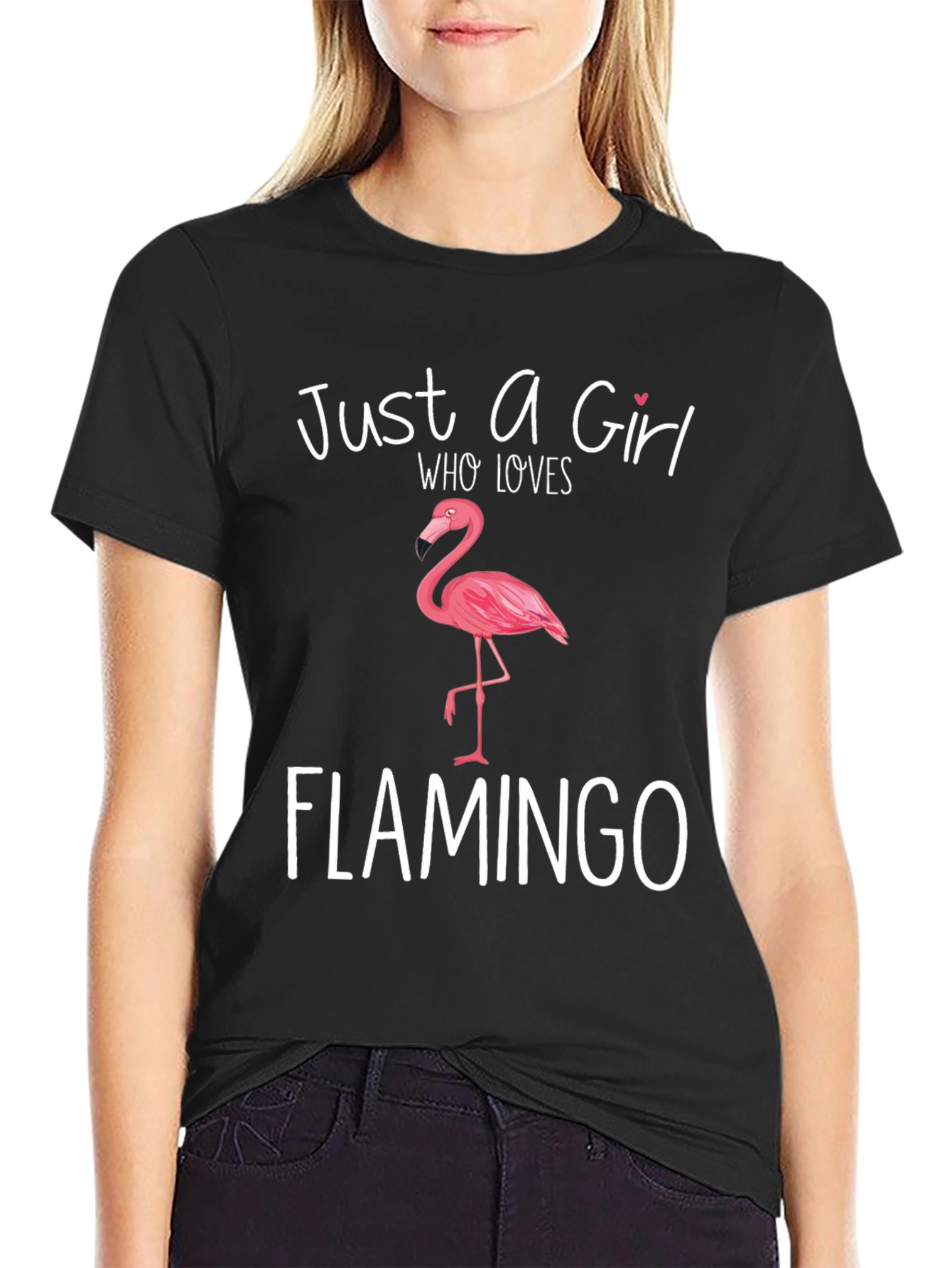 Black Flamingo Girl T-Shirt - Cute Animal Lover Tee view 2