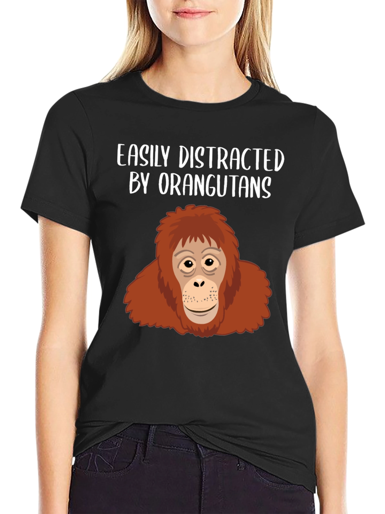 Black Easily Distracted Orangutans Graphic T-Shirt view 2