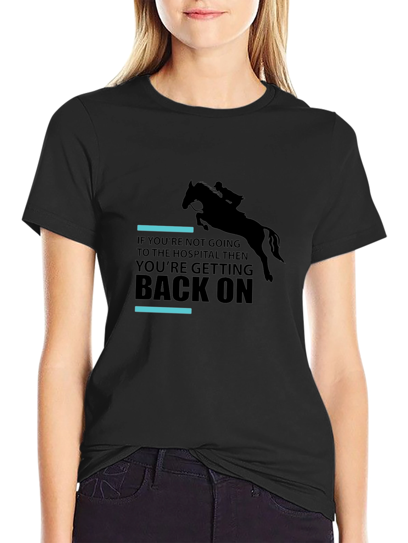 Black Equestrian Horseback Riding T-Shirt - Get Back On view 2