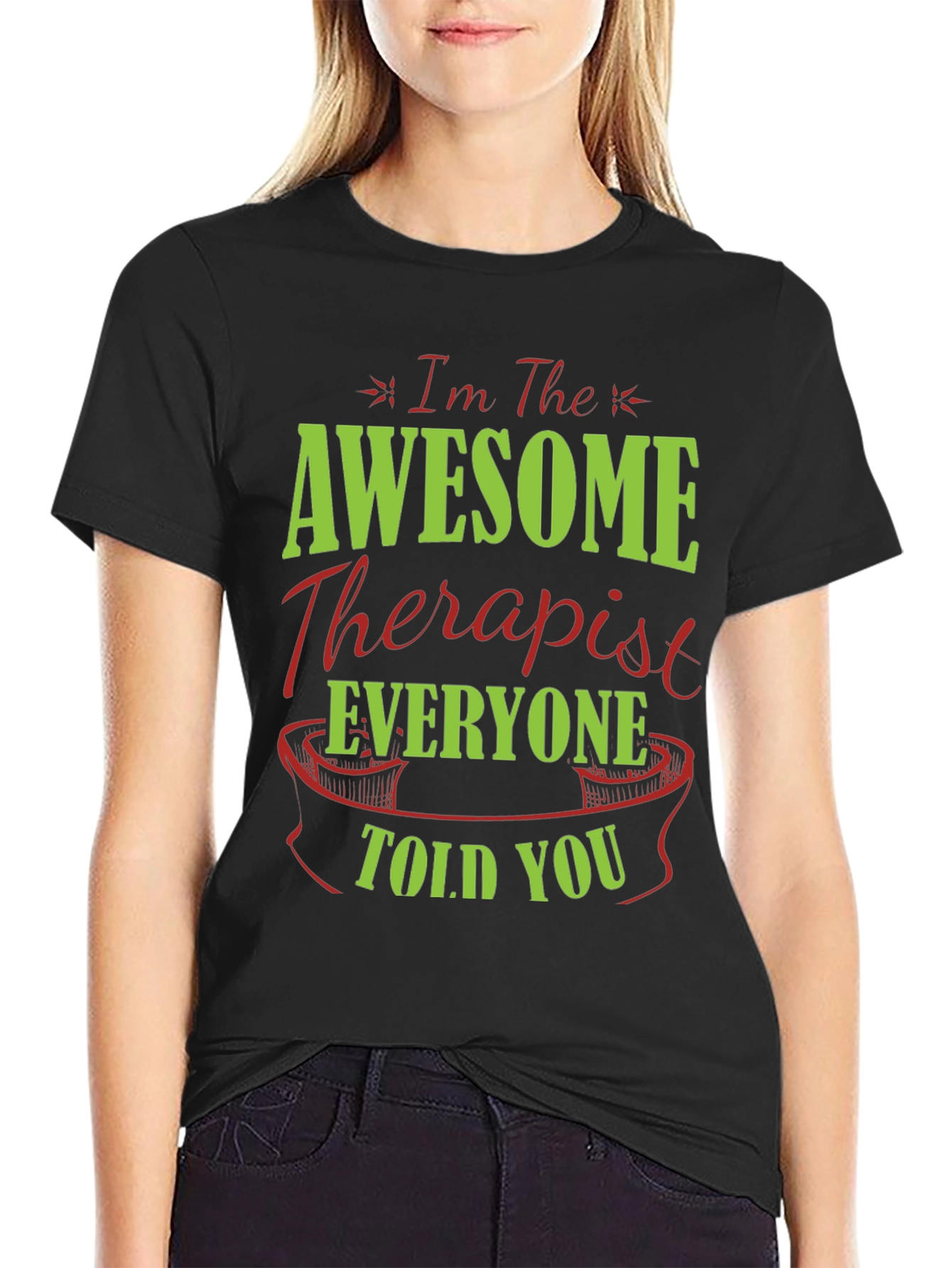 Black Awesome Therapist T-Shirt | Unique Gift view 2