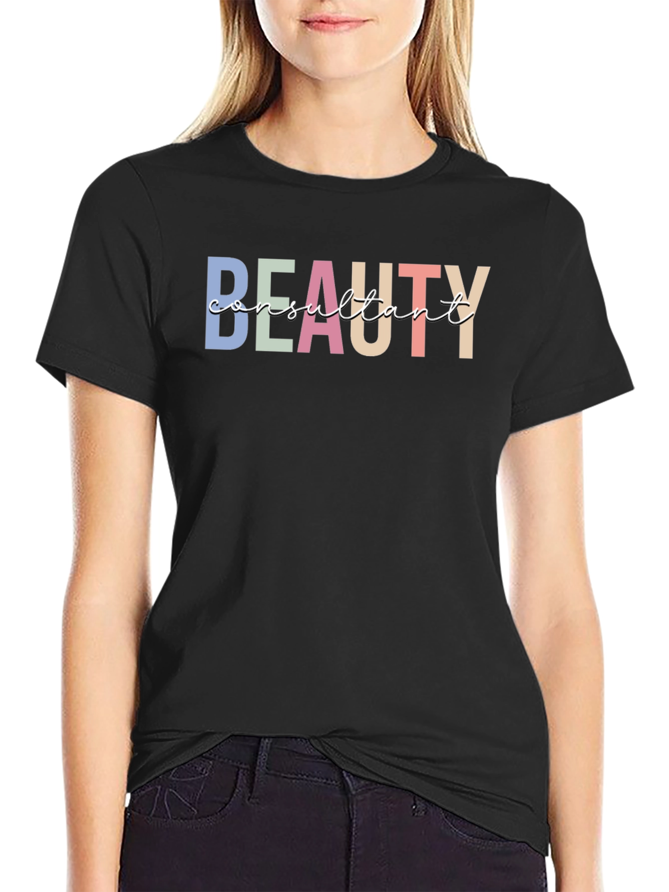 Black Beauty Consultant Graphic Tee - Stylish Crew Neck T-Shirt view 2