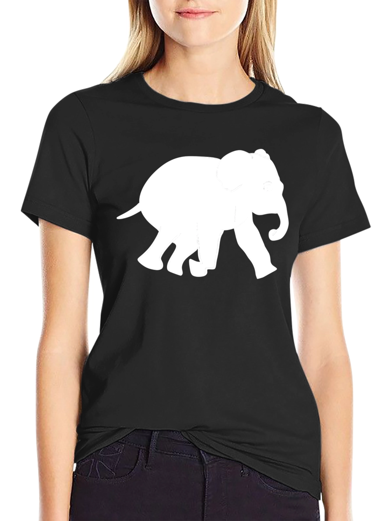 Black Elephant Graphic T-Shirt - Black Cotton Tee view 2
