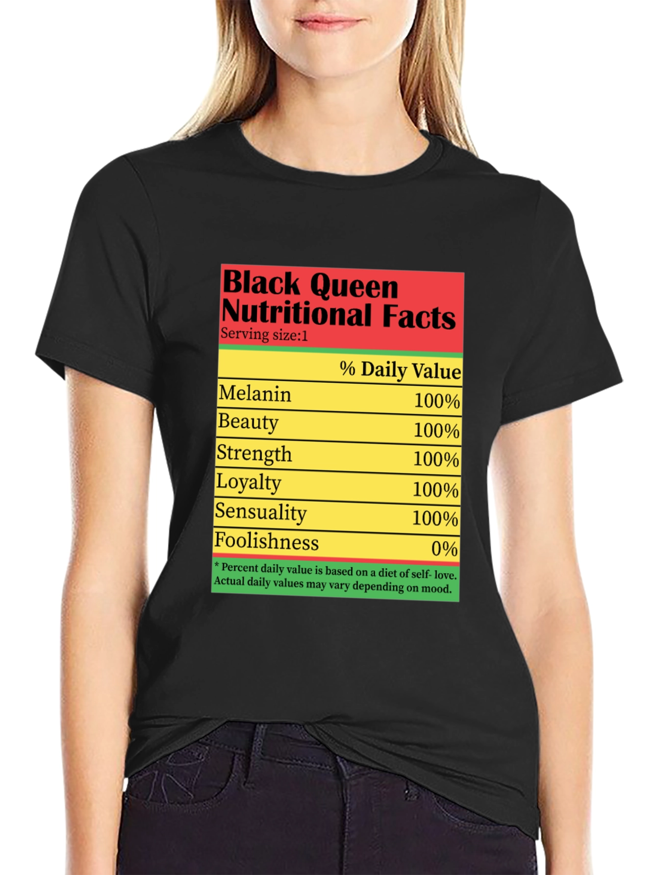 Black Black Queen Nutritional Facts T-Shirt view 2